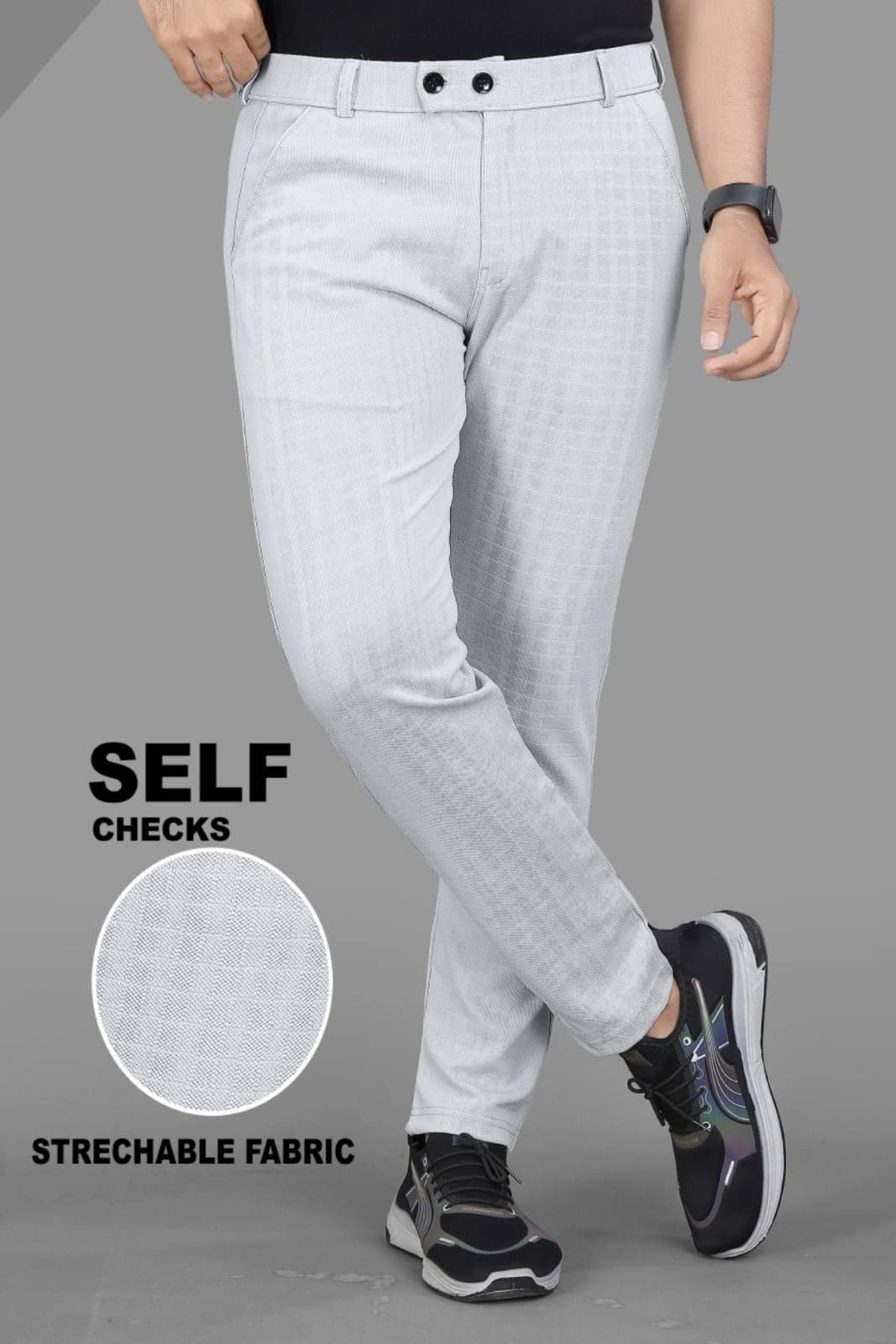     			VELLOSTA Regular Flat Men's Trouser - Silver ( Pack of 1 )