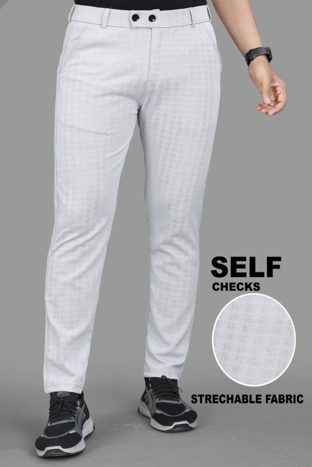    			VELLOSTA Regular Flat Men's Trouser - Silver ( Pack of 1 )