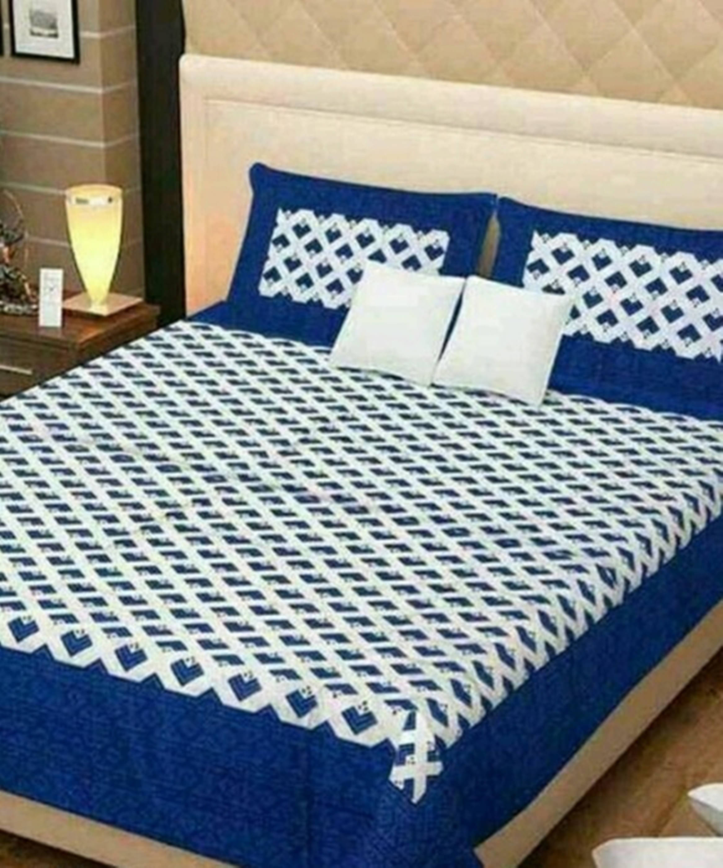 WAR TRADE Cotton 1 Double Bedsheet with 2 Pillow Covers ( Blue ) WAR TRADE Cotton 1 Double Bedsheet with 2 Pillow Covers ( Blue )