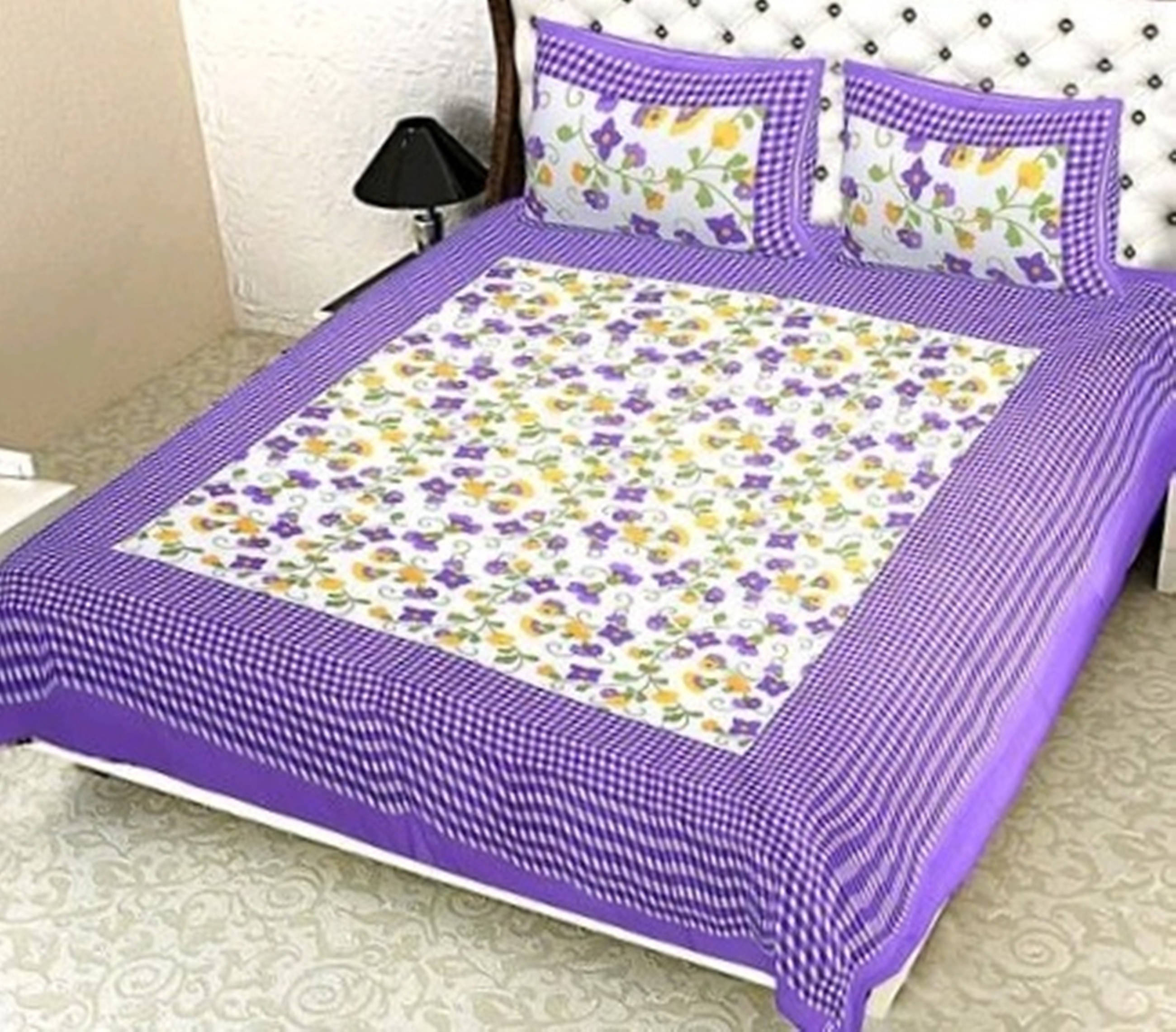 WAR TRADE Cotton 1 Double Bedsheet with 2 Pillow Covers ( Purple ) WAR TRADE Cotton 1 Double Bedsheet with 2 Pillow Covers ( Purple )