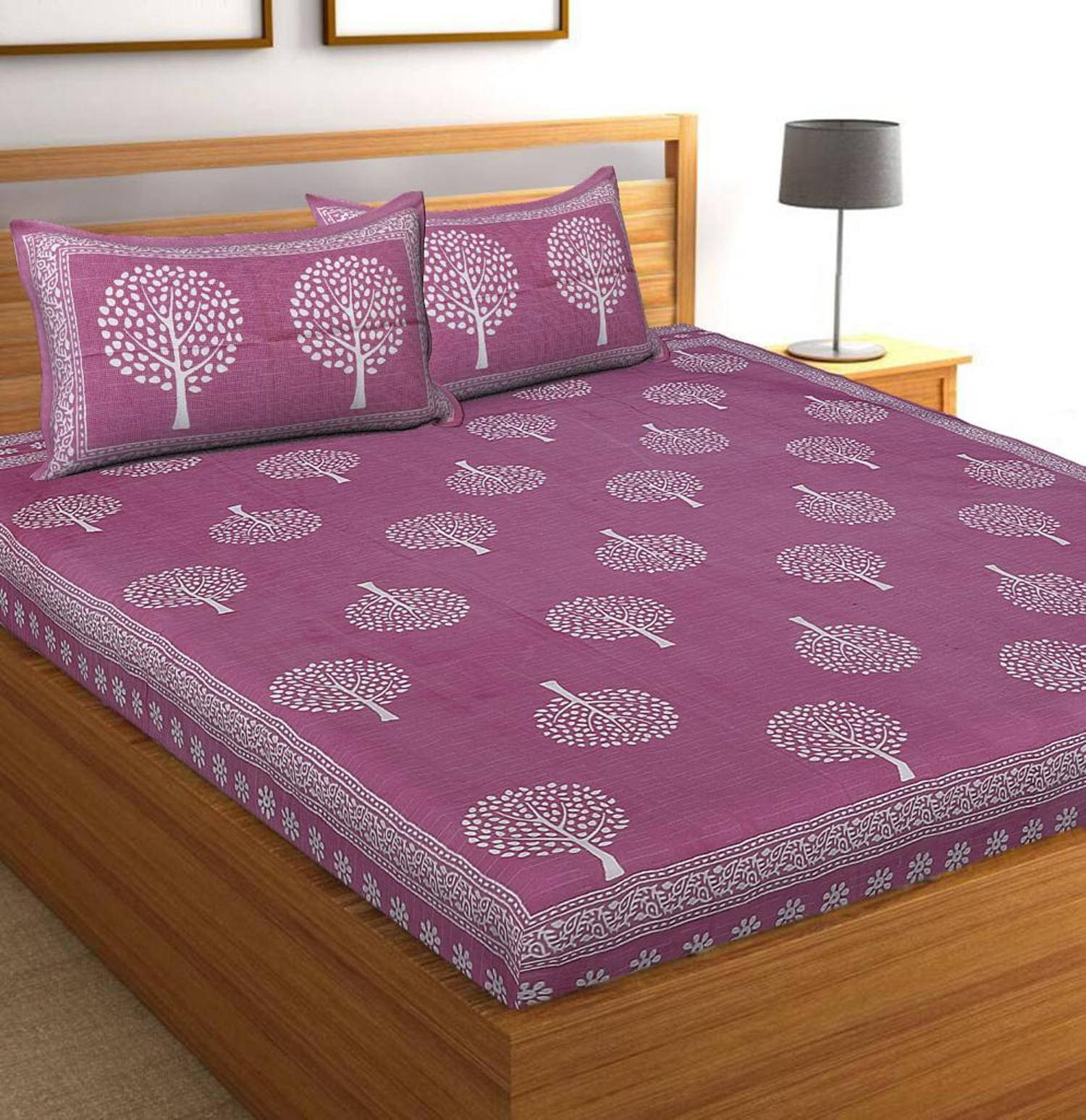 WAR TRADE Cotton 1 Double Bedsheet with 2 Pillow Covers ( Purple ) WAR TRADE Cotton 1 Double Bedsheet with 2 Pillow Covers ( Purple )