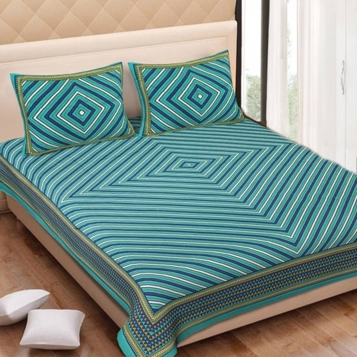 WAR TRADE Cotton 1 Double Bedsheet with 2 Pillow Covers ( Green )     			WAR TRADE Cotton 1 Double Bedsheet with 2 Pillow Covers ( Green )