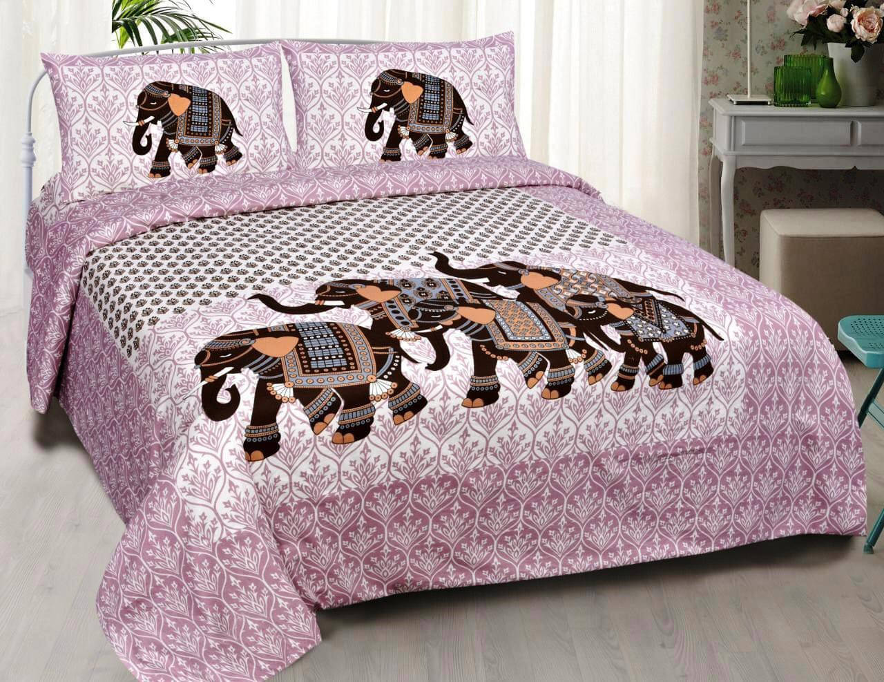 WAR TRADE Cotton 1 Double Bedsheet with 2 Pillow Covers ( Pink ) WAR TRADE Cotton 1 Double Bedsheet with 2 Pillow Covers ( Pink )