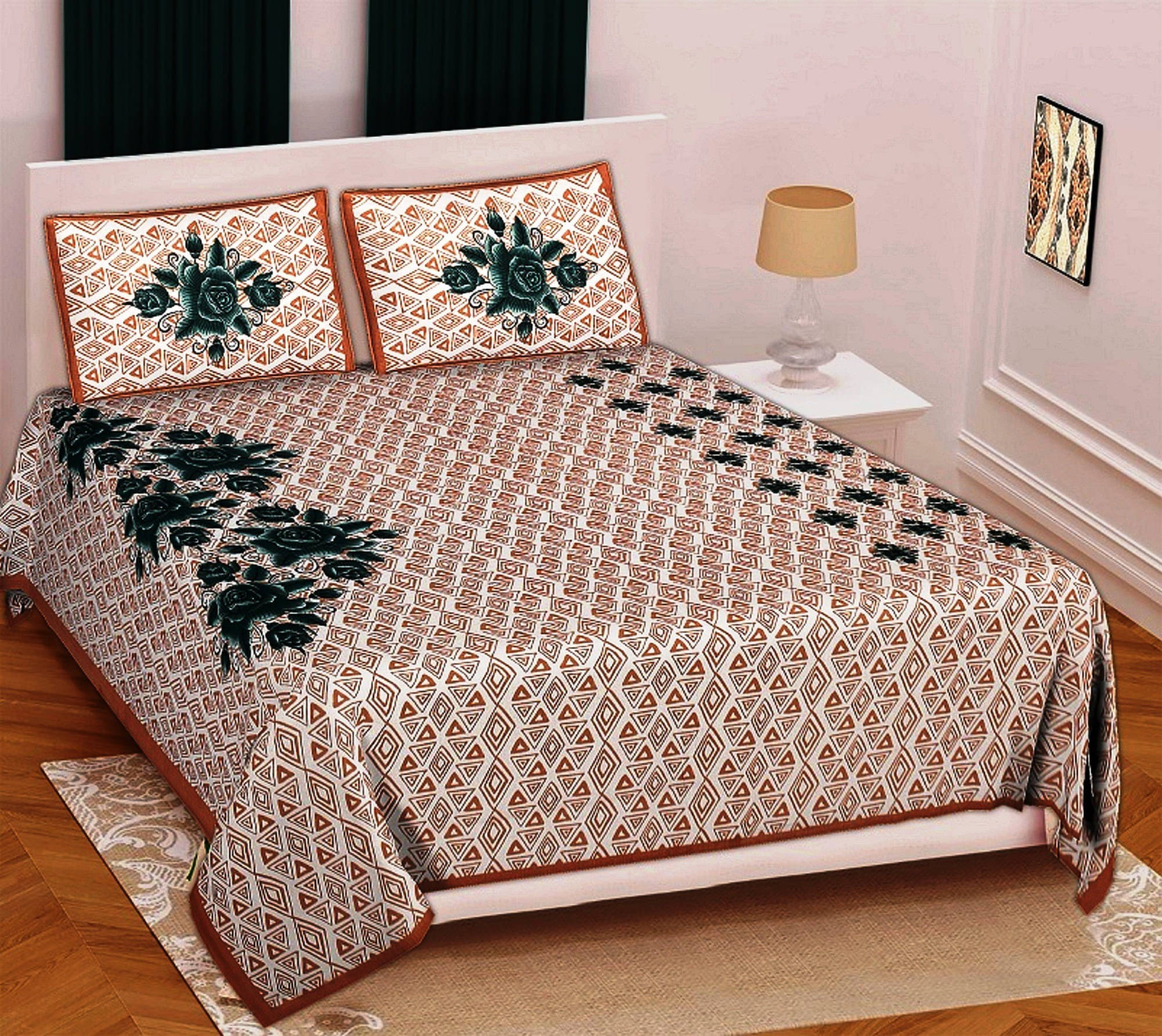 WAR TRADE Cotton 1 Double Bedsheet with 2 Pillow Covers ( Brown ) WAR TRADE Cotton 1 Double Bedsheet with 2 Pillow Covers ( Brown )