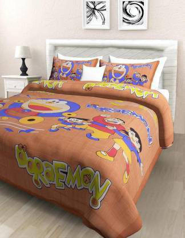     			WAR TRADE Cotton 1 Double Bedsheet with 2 Pillow Covers ( Brown )