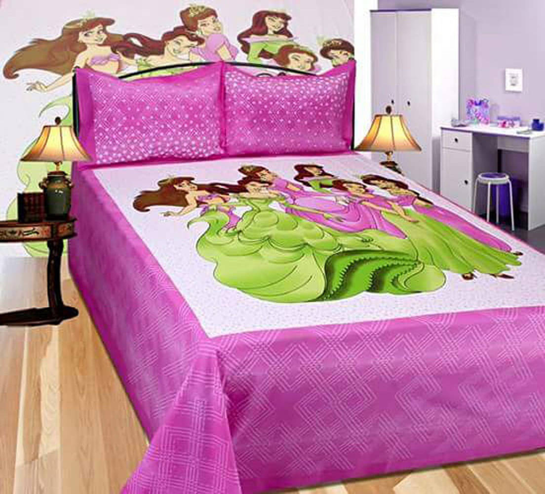     			WAR TRADE Cotton 1 Double Bedsheet with 2 Pillow Covers ( Pink )