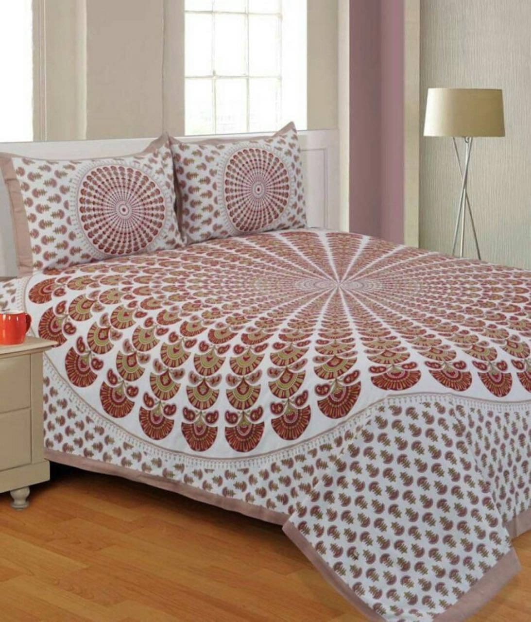     			WAR TRADE Cotton 1 Double Bedsheet with 2 Pillow Covers ( Red )