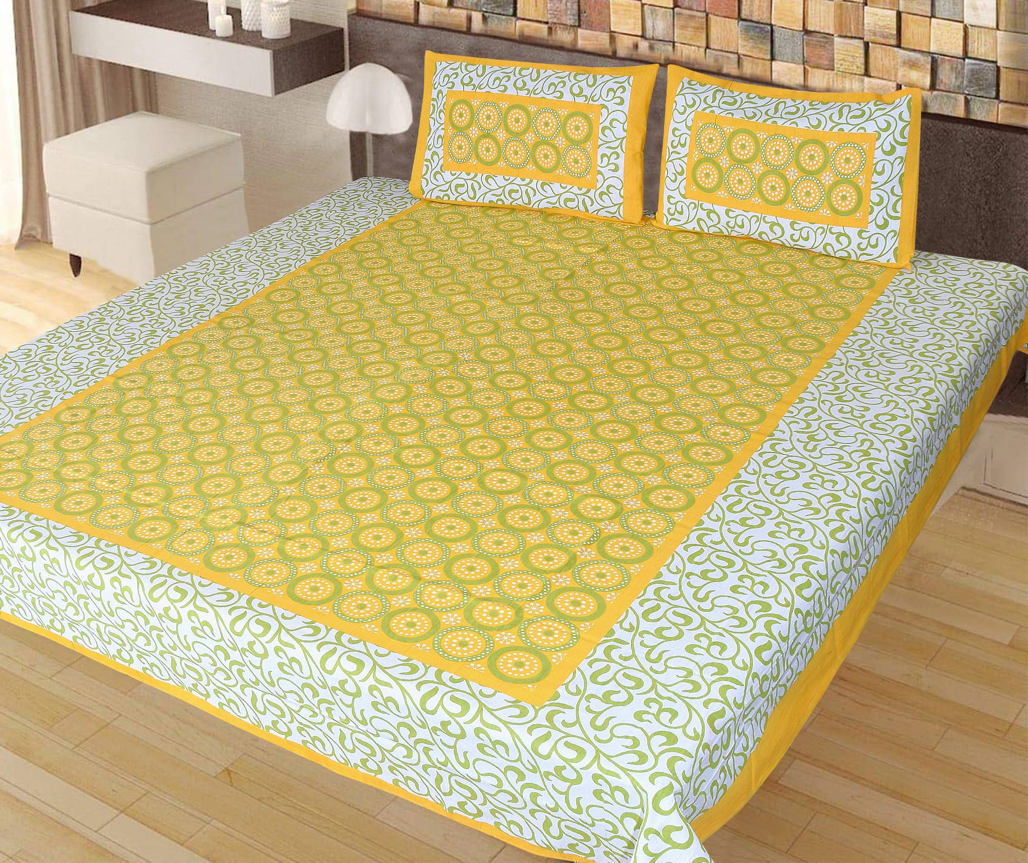 WAR TRADE Cotton 1 Double Bedsheet with 2 Pillow Covers ( Orange ) WAR TRADE Cotton 1 Double Bedsheet with 2 Pillow Covers ( Orange )