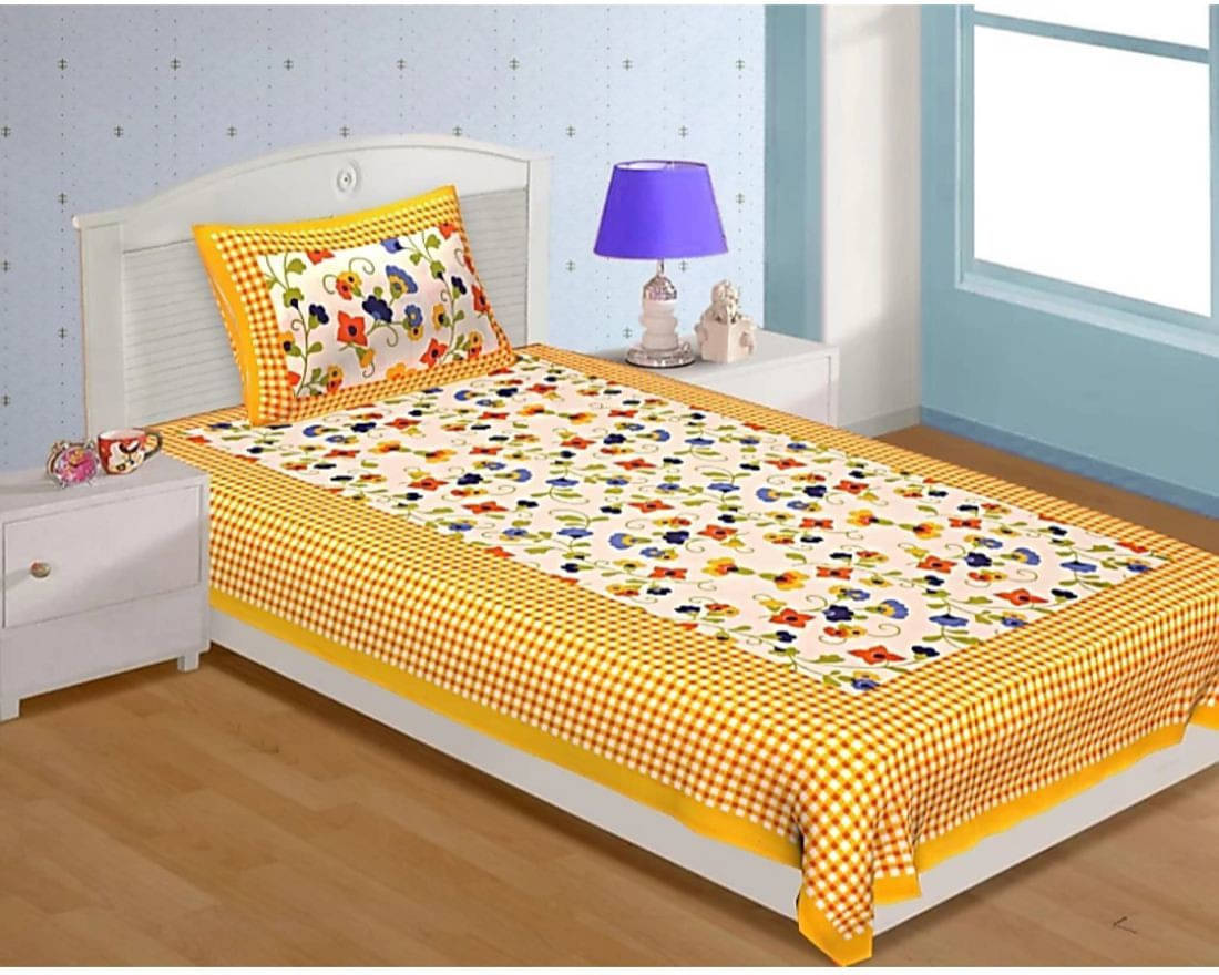 WAR TRADE Cotton 1 Single Bedsheet with 2 Pillow Covers ( Multicolor ) WAR TRADE Cotton 1 Single Bedsheet with 2 Pillow Covers ( Multicolor )