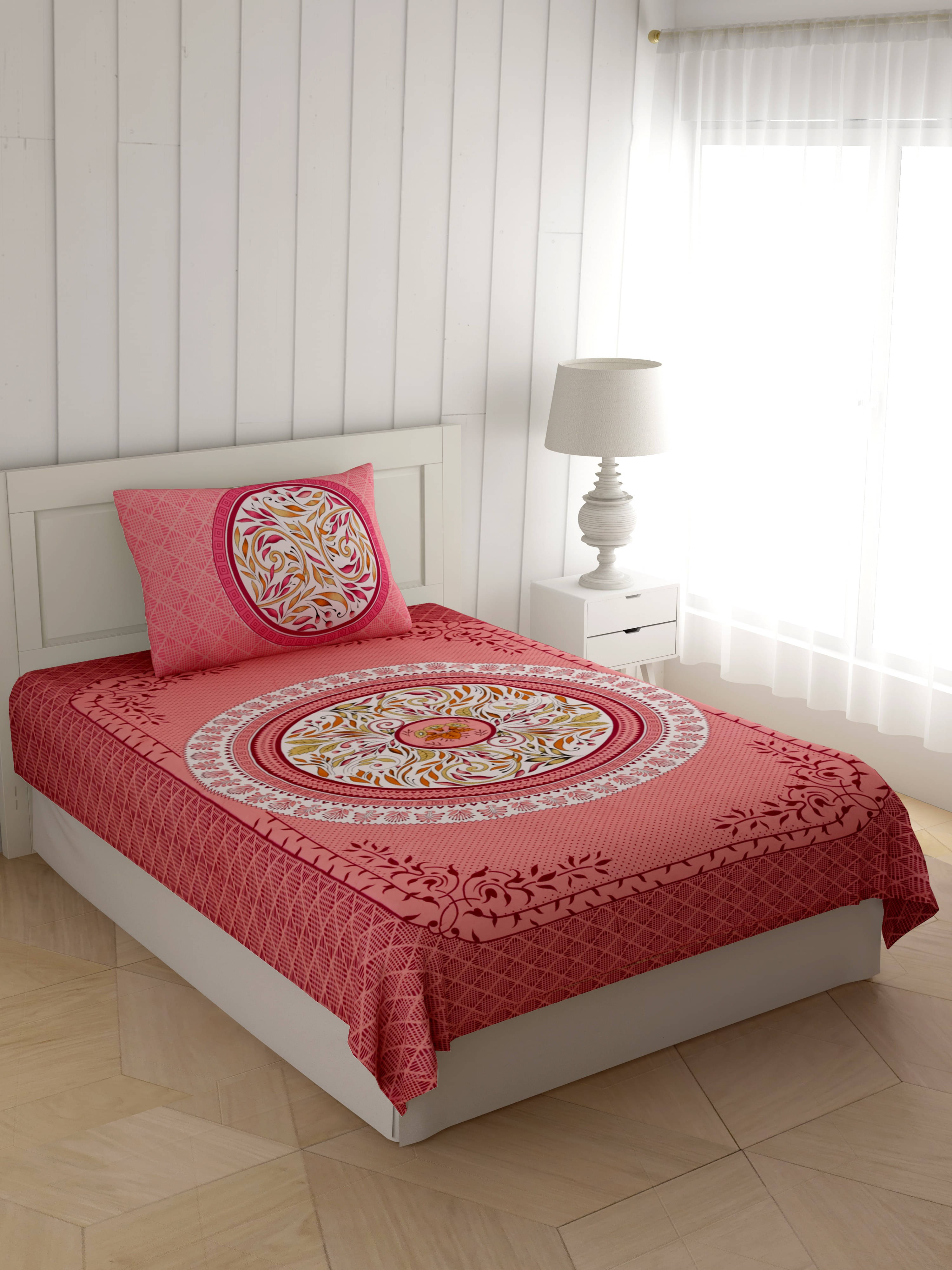 WAR TRADE Cotton 1 Single Bedsheet with 2 Pillow Covers ( Multicolor ) WAR TRADE Cotton 1 Single Bedsheet with 2 Pillow Covers ( Multicolor )