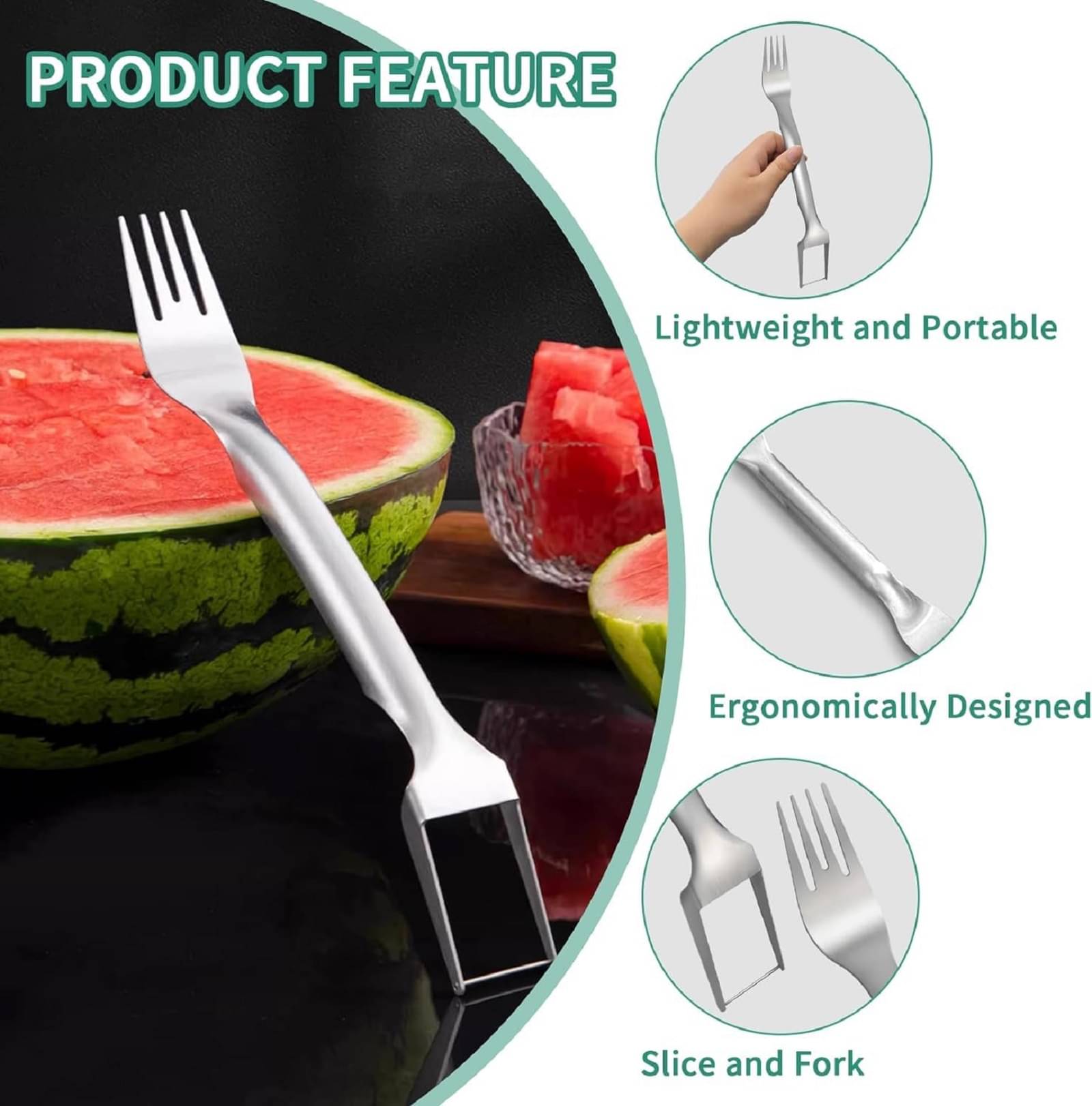 forral Silver Stainless Steel 2 in 1 Melon Fruit Fork Slicer ( Set of 1 ) forral Silver Stainless Steel 2 in 1 Melon Fruit Fork Slicer ( Set of 1 )