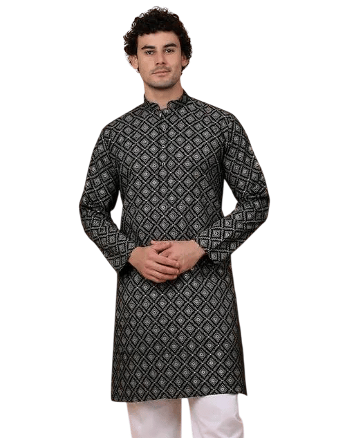     			vesta exports Black Cotton Men's Regular Kurta ( Pack of 1 )