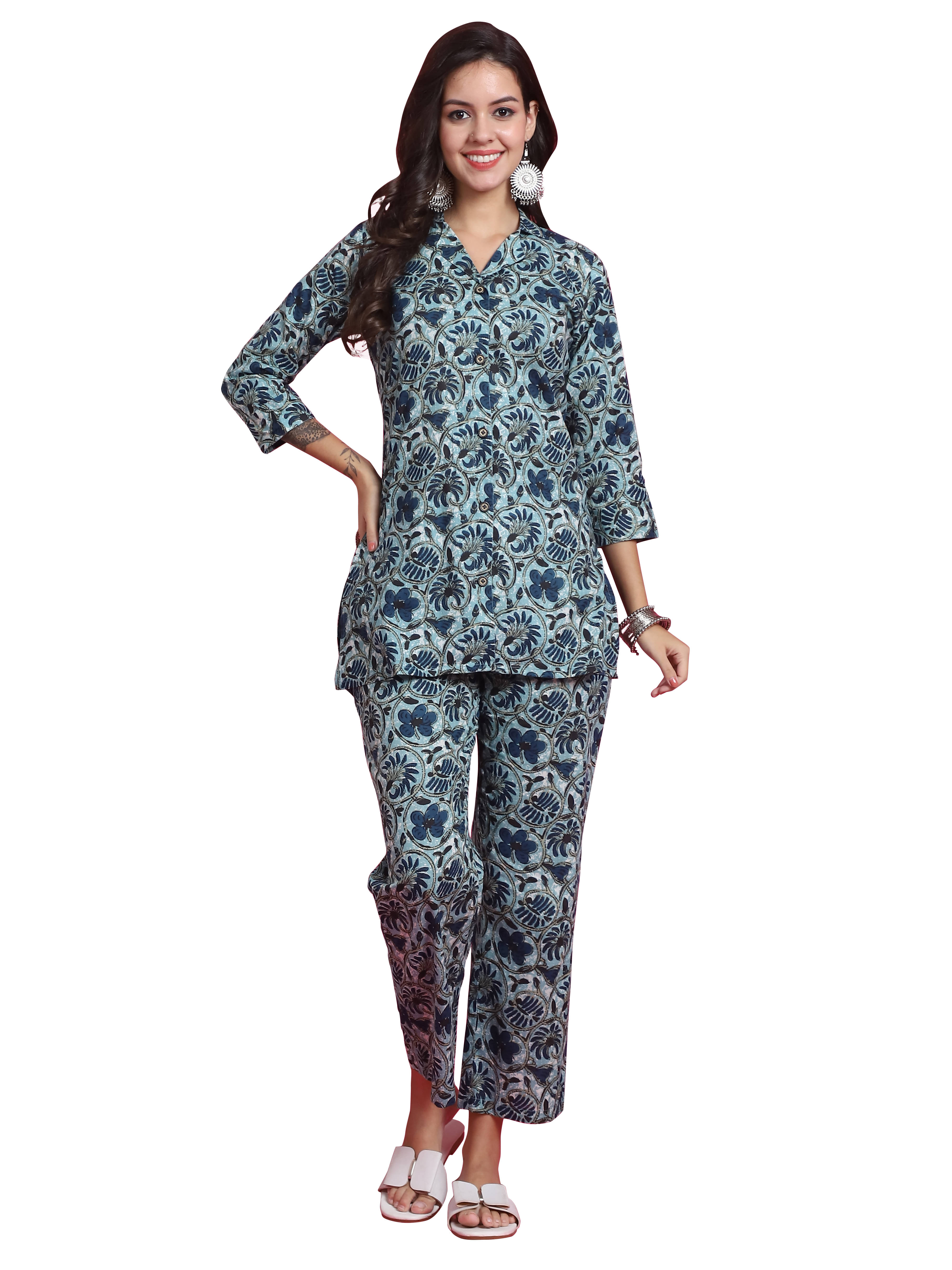 wonder weave Women Printed Tunic With Trousers Co-Ord Set ( Sea Green ) wonder weave Women Printed Tunic With Trousers Co-Ord Set ( Sea Green )