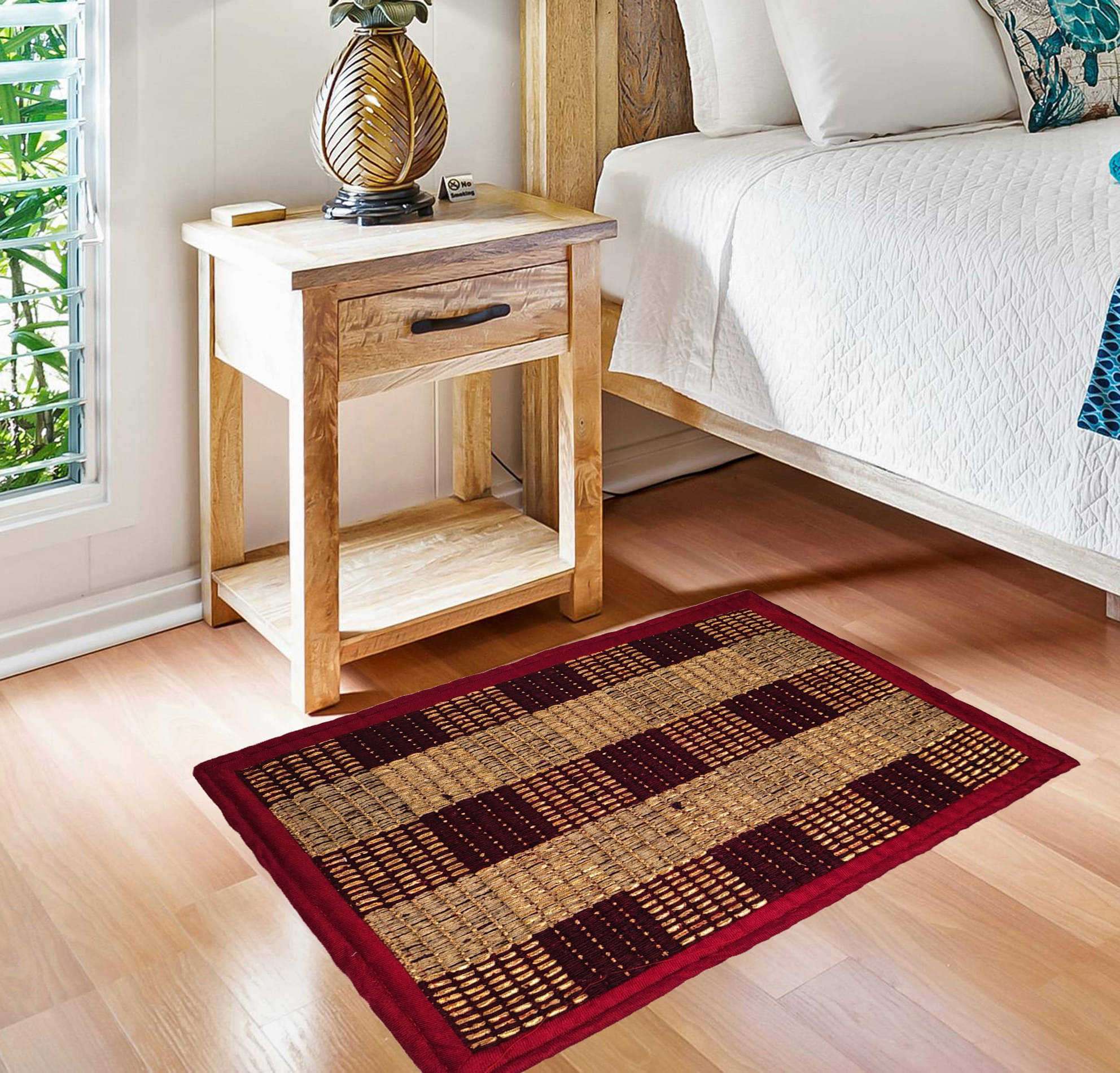     			ADIRNY Set of 1 Regular Cotton Door Mat ( 59 X 39 cm ) Maroon