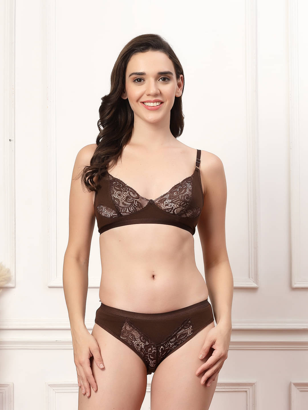 ADORNSTAR Pack of 1 Cotton Blend Bra & Panty Set For Women ( Maroon )     			ADORNSTAR Pack of 1 Cotton Blend Bra & Panty Set For Women ( Maroon )