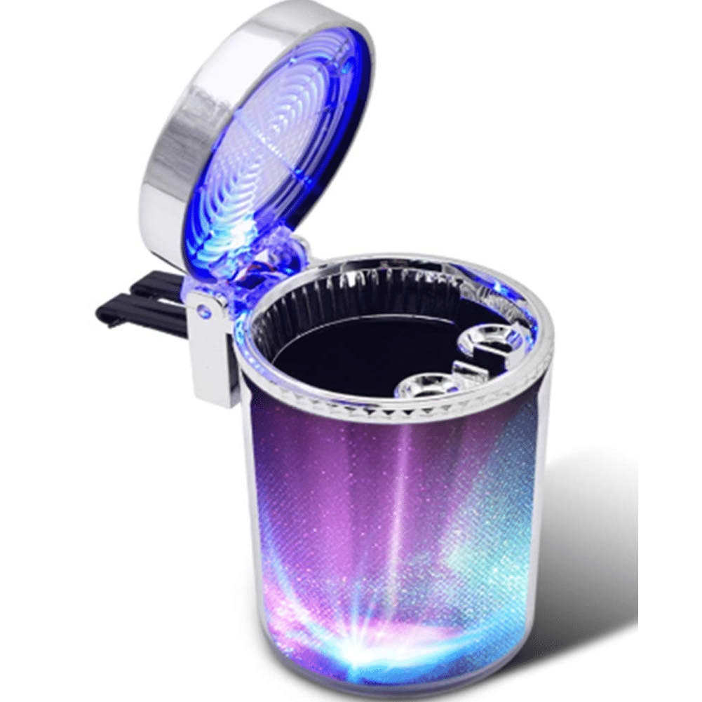     			Aksmit ( Pack Of-1 ) Multicolour Car Ashtray with Light, Vehicle Cigarette Ashtray with Lid, Portable Smokeless Ashtray with Colorful LED Light Fit Most Car Cup Holder, Suspension Air Outlet Car Ashtray with Bracket