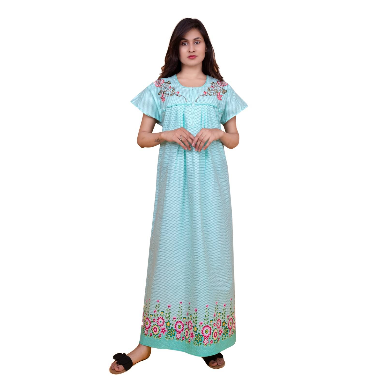     			Apratim Green Cotton Women's Nightwear Nighty & Night Gowns ( Pack of 1 )