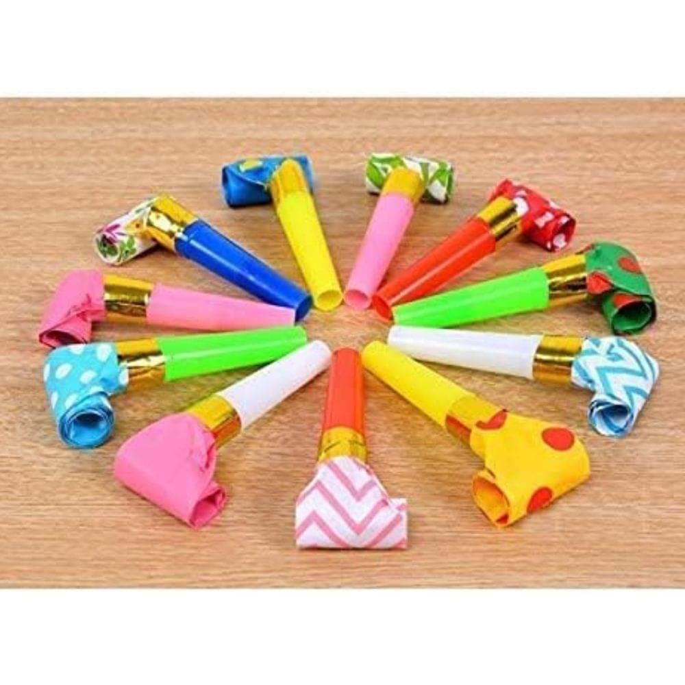     			BLOOMSMALL (Pack of 1, 10 Pieces) Colorful noise makers whistle/Kids Birthday Party Sports Noise Maker Blowouts Fun Whistles Trumpet Paper Horn