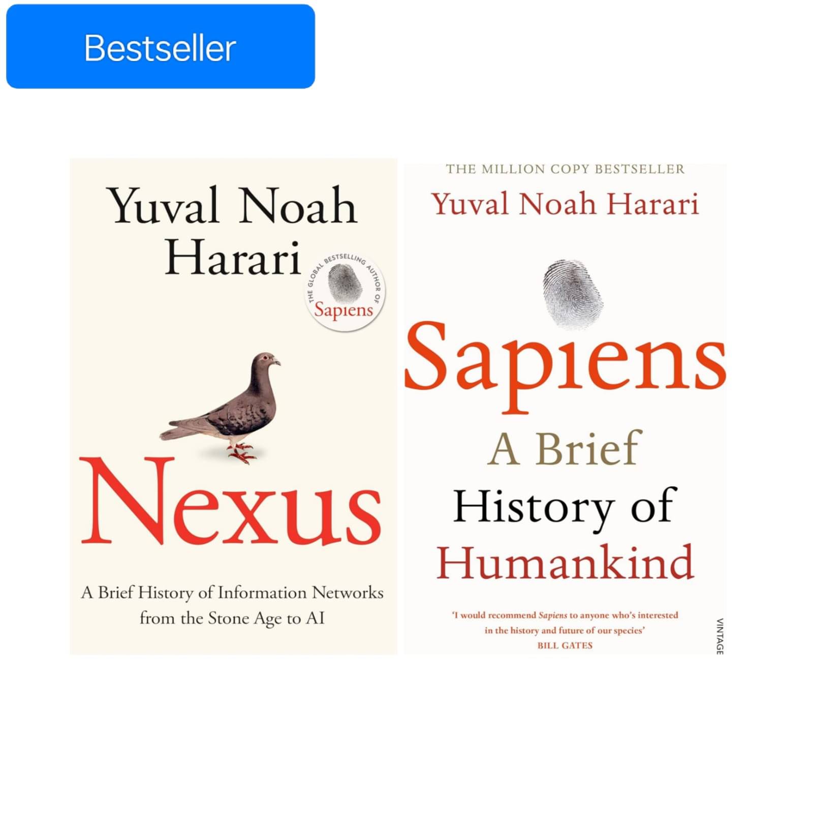     			Bestselling Books Nexus & Sapiens By Yuval Noah Harari