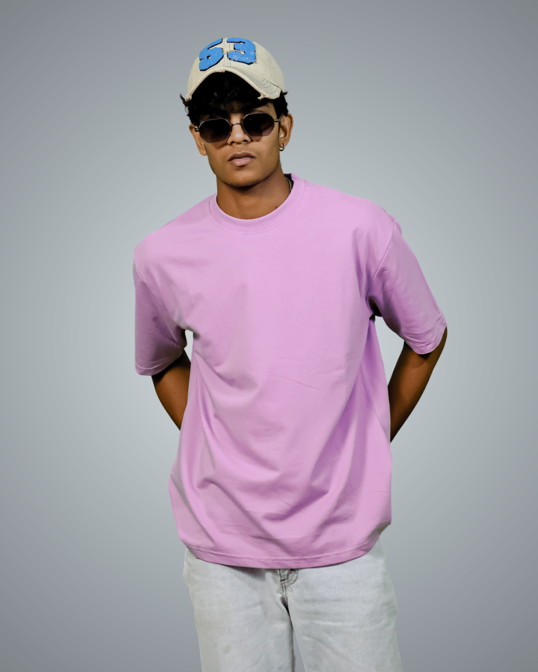     			BlendCulture Men 100% Cotton Oversized Fit Solid T-Shirt ( Lavender )