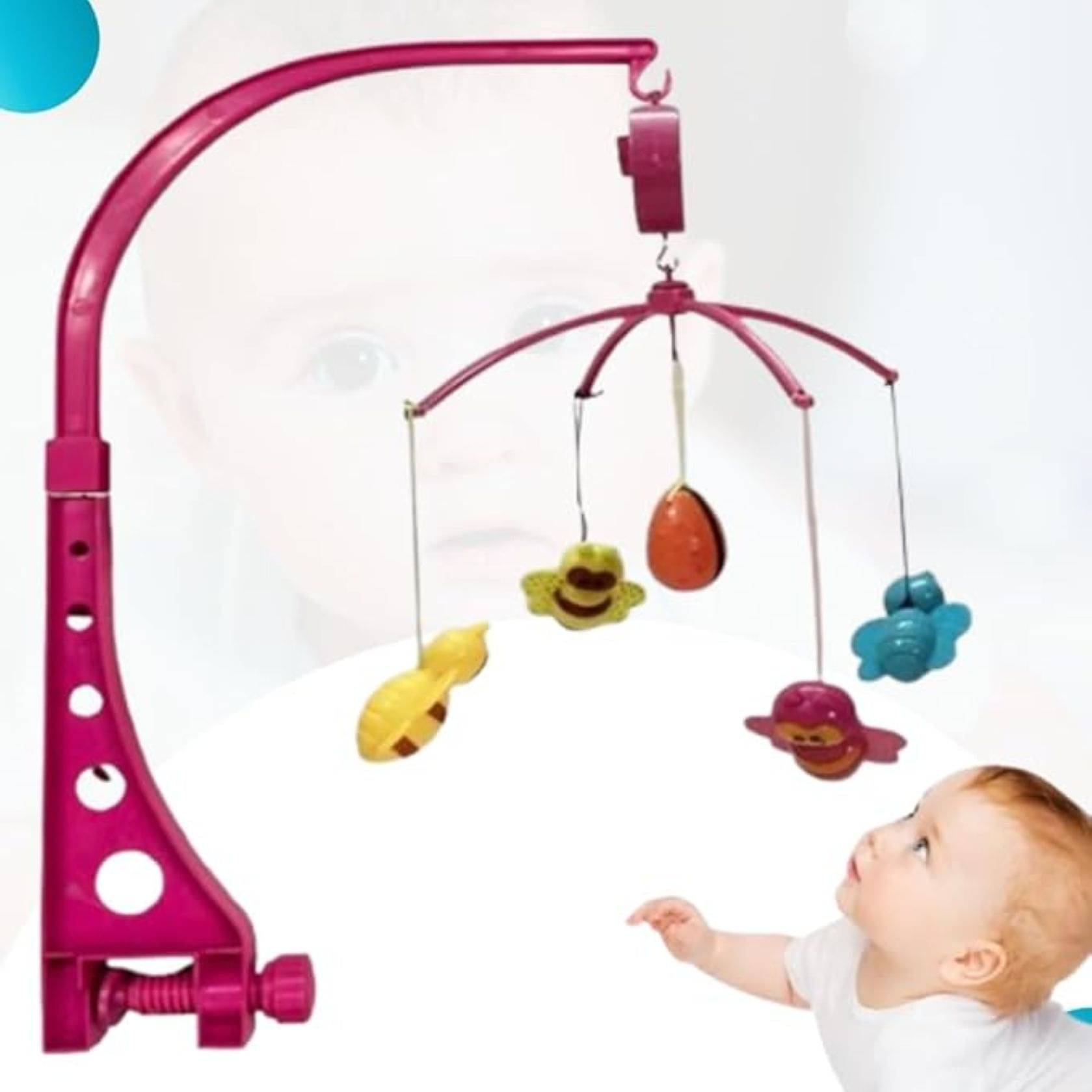     			Braintastic Musical Wind-up Cot Mobile Ring with Hanging & Rotating Butterflies Rattles,Soft Soothing Music Helps to Sleep Peacefully for 0-2 yrs Babies