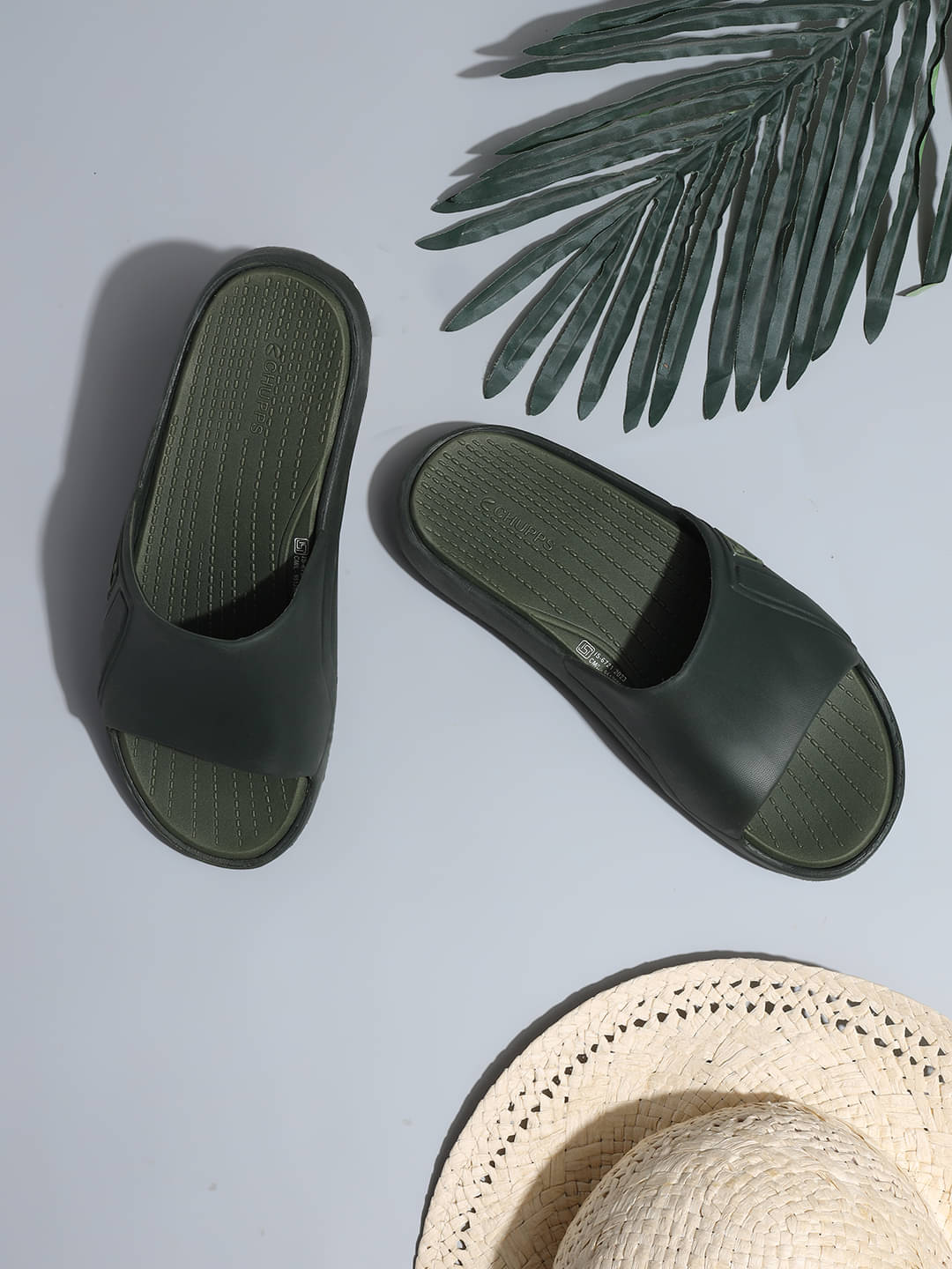    			CHUPPS Olive Men's Slide Flip Flop