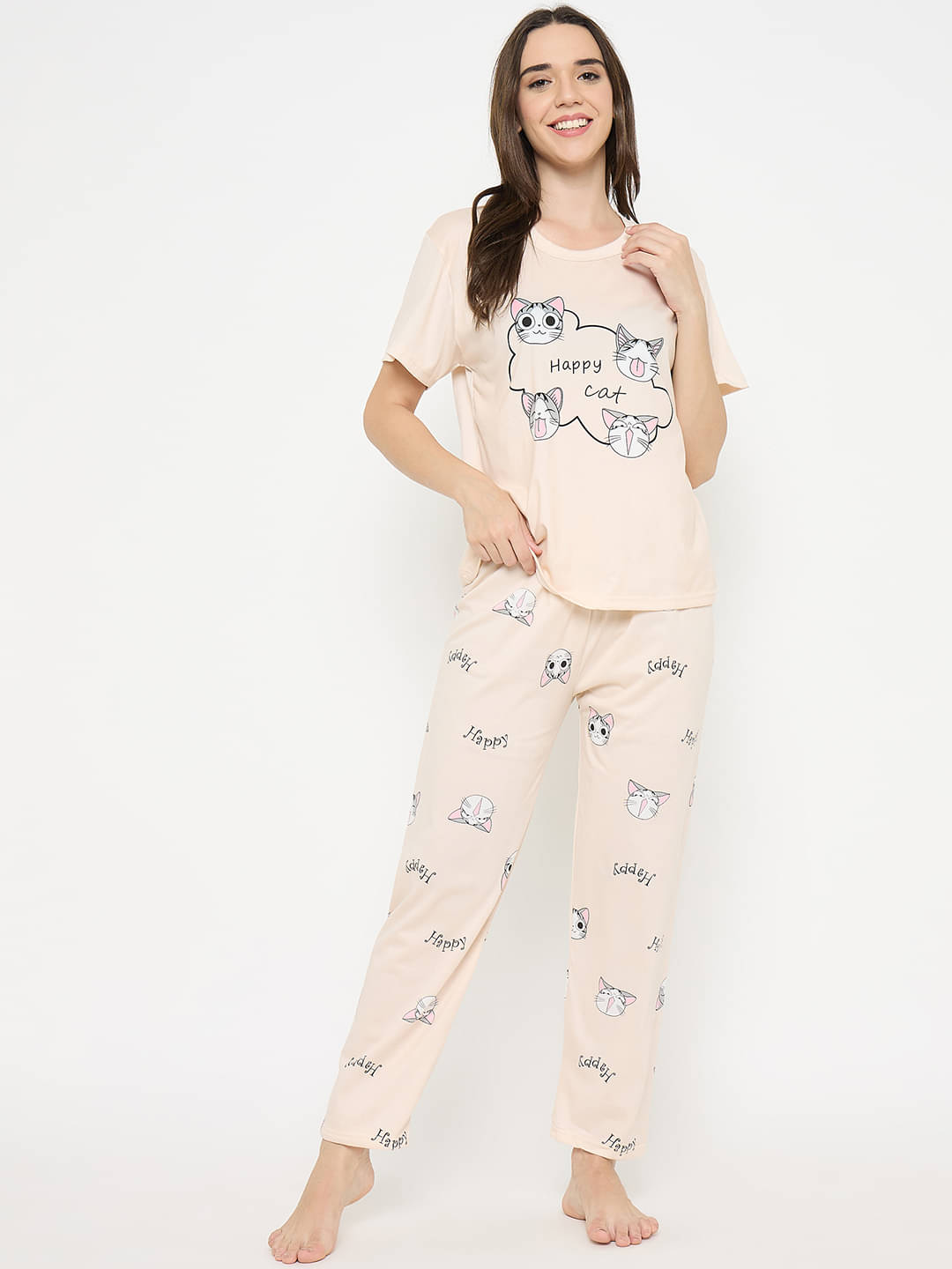     			Camey Cream Viscose Women's Nightwear Nightsuit Sets ( Pack of 1 )
