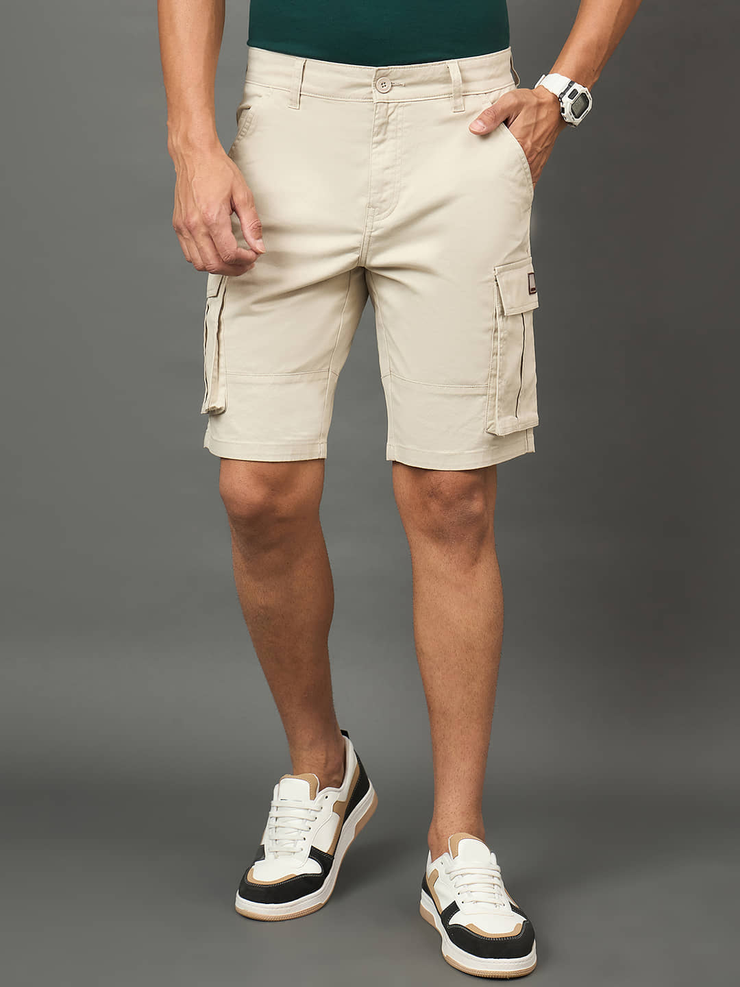 Club York Beige Cotton Blend Men's Cargos ( Pack of 1 ) - Shorts | Buy online on ZillyBuy