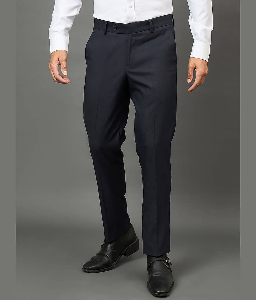 Club York Regular Flat Men's Formal Trouser - Navy Blue ( Pack of 1 ) - Trousers | Buy online on ZillyBuy