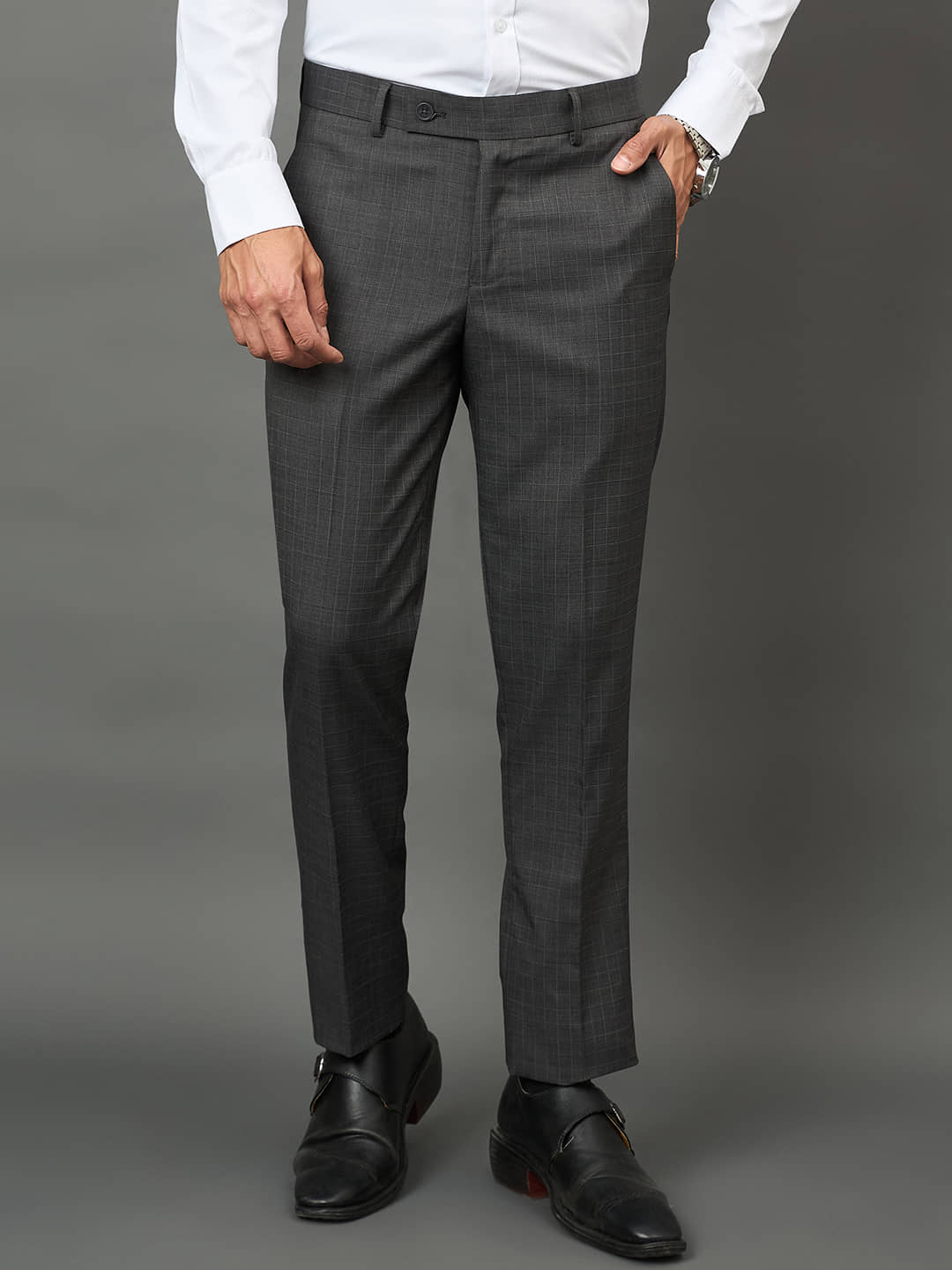 Club York Regular Flat Men's Formal Trouser - Dark Grey ( Pack of 1 ) - Trousers | Buy online on ZillyBuy