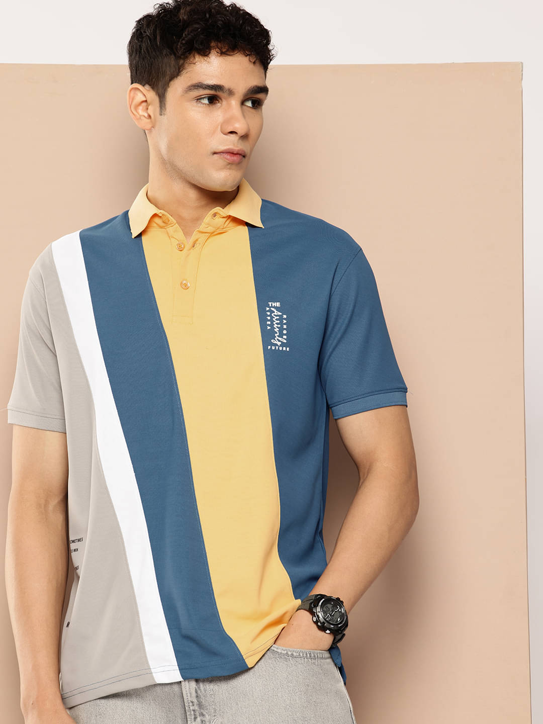 FROSEN FOX Men Polyester Regular Fit Colorblock Polo T Shirt ( Blue ) FROSEN FOX Men Polyester Regular Fit Colorblock Polo T Shirt ( Blue )