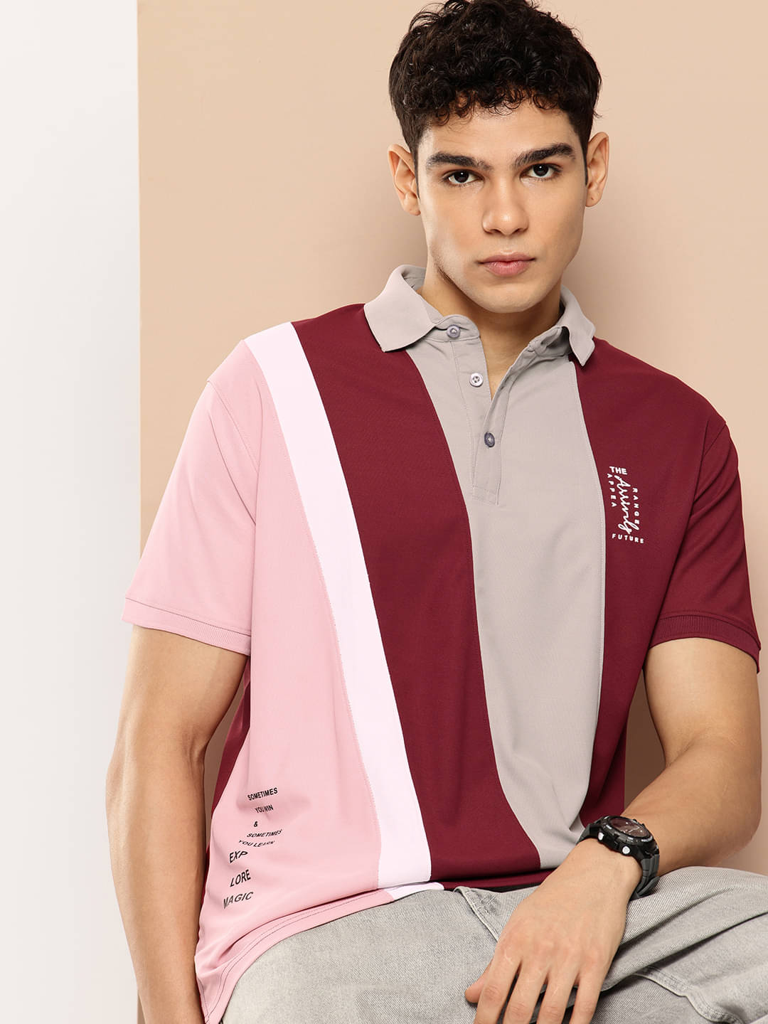 FROSEN FOX Men Polyester Regular Fit Colorblock Polo T Shirt ( Maroon ) FROSEN FOX Men Polyester Regular Fit Colorblock Polo T Shirt ( Maroon )