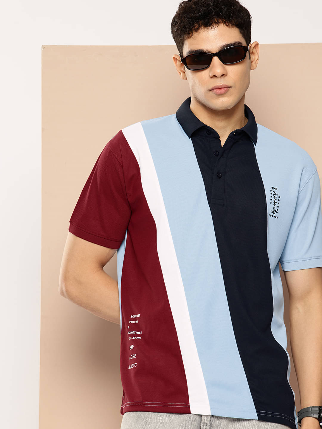     			FROSEN FOX Men Polyester Regular Fit Colorblock Polo T Shirt ( Sky Blue )