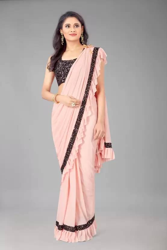 Fashion Field Lycra Self Design Saree With Unstitched Blouse Piece ( Peach ) Fashion Field Lycra Self Design Saree With Unstitched Blouse Piece ( Peach )