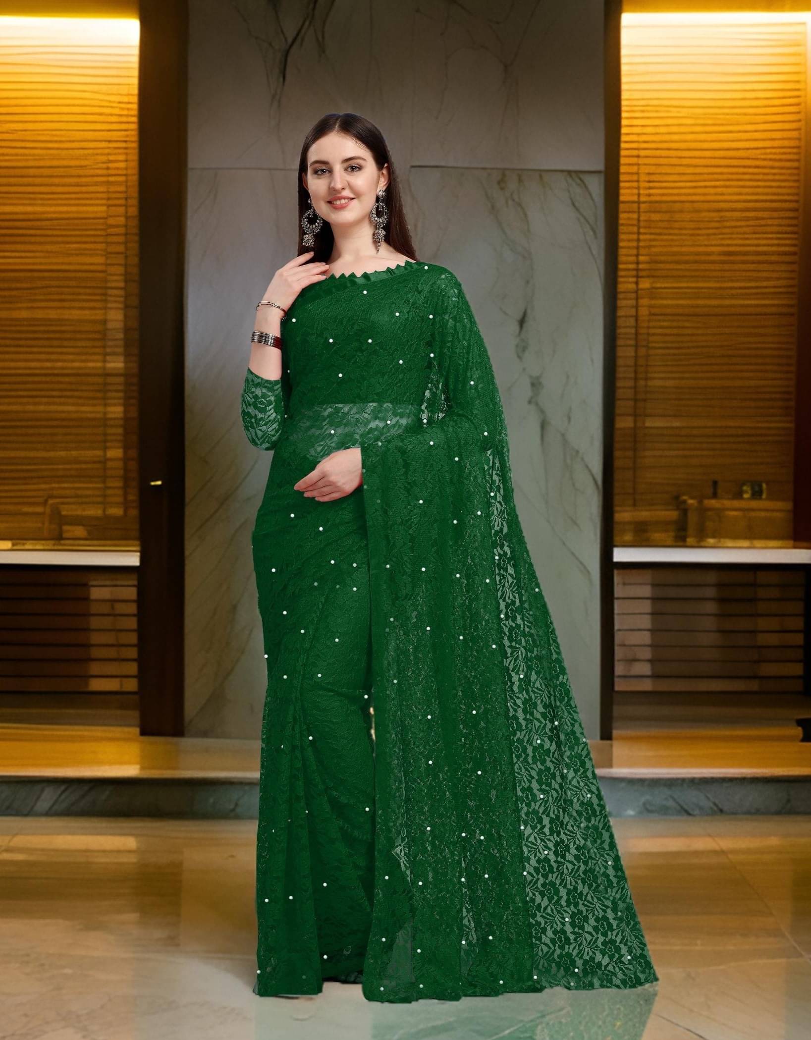 Fashion Field Net Self Design Saree With Unstitched Blouse Piece ( Green ) Fashion Field Net Self Design Saree With Unstitched Blouse Piece ( Green )