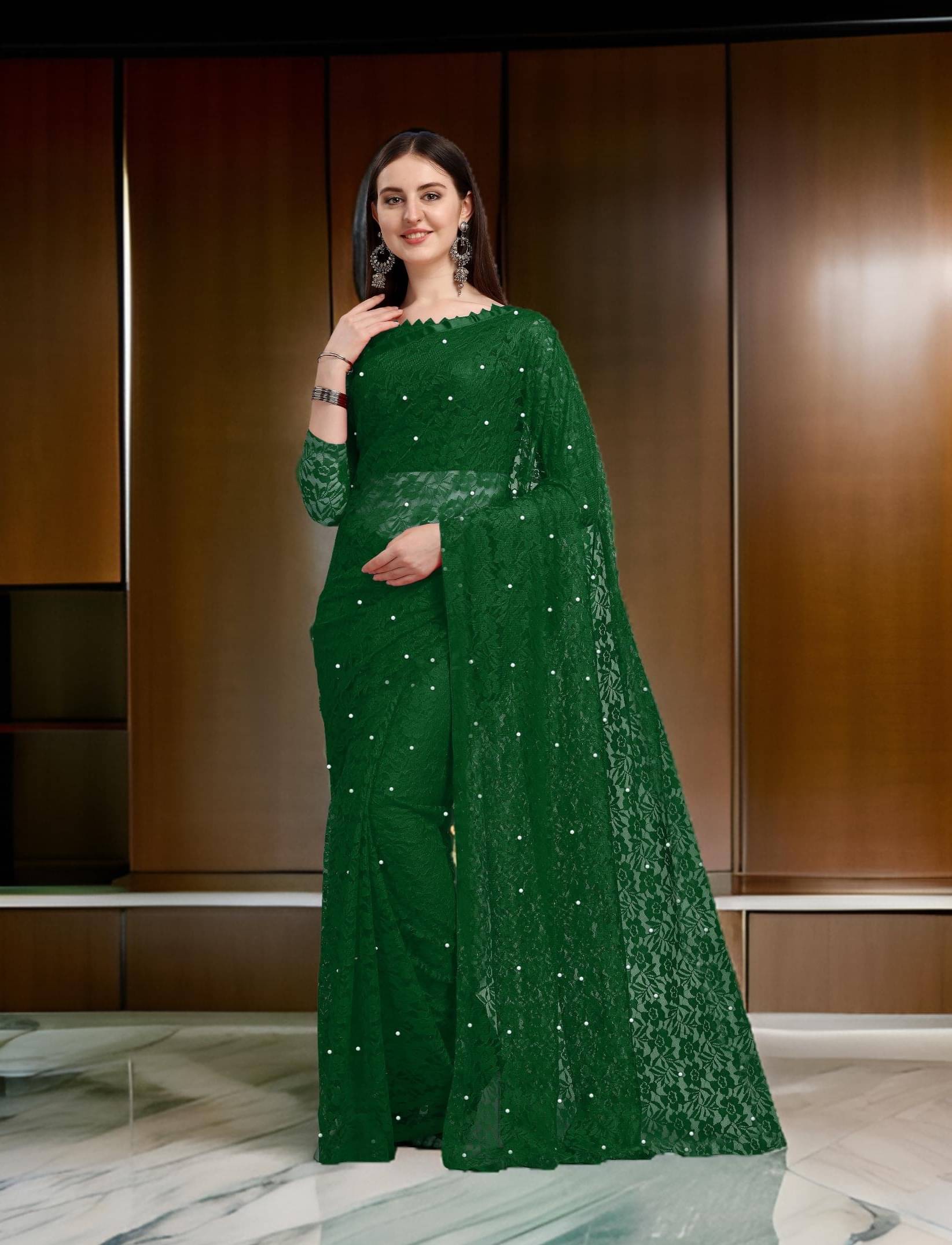 Fashion Field Net Self Design Saree With Unstitched Blouse Piece ( Green ) Fashion Field Net Self Design Saree With Unstitched Blouse Piece ( Green )