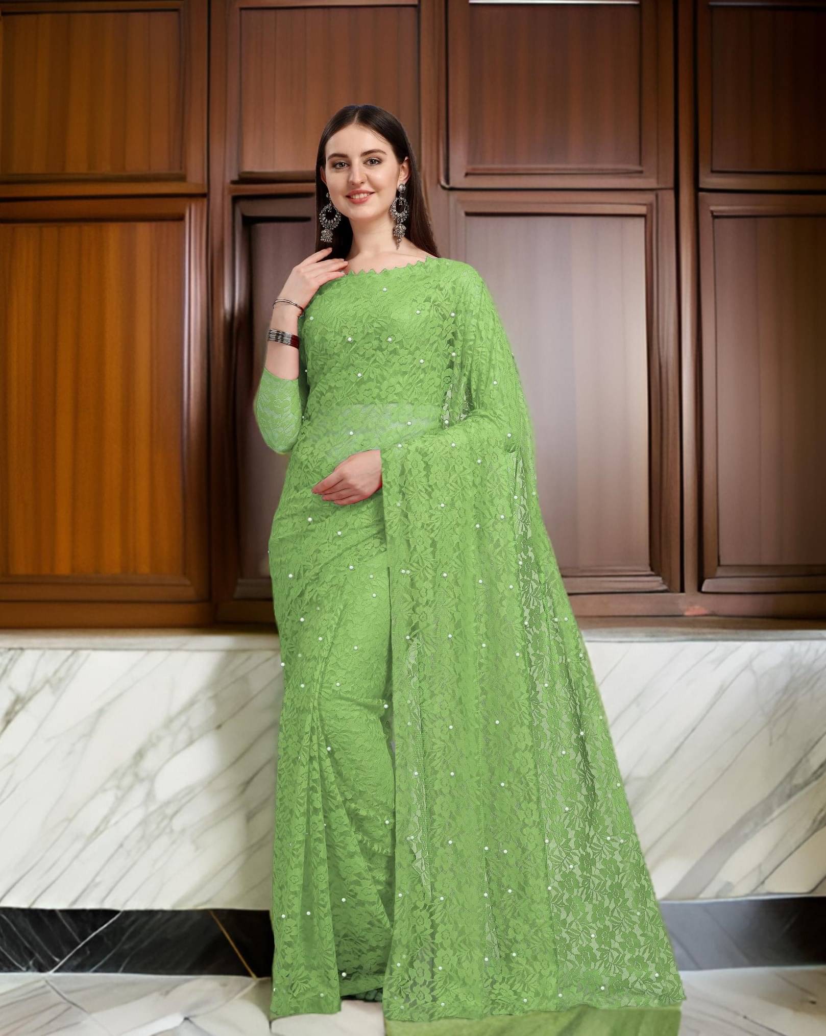 Fashion Field Net Self Design Saree With Unstitched Blouse Piece ( Light Green ) Fashion Field Net Self Design Saree With Unstitched Blouse Piece ( Light Green )