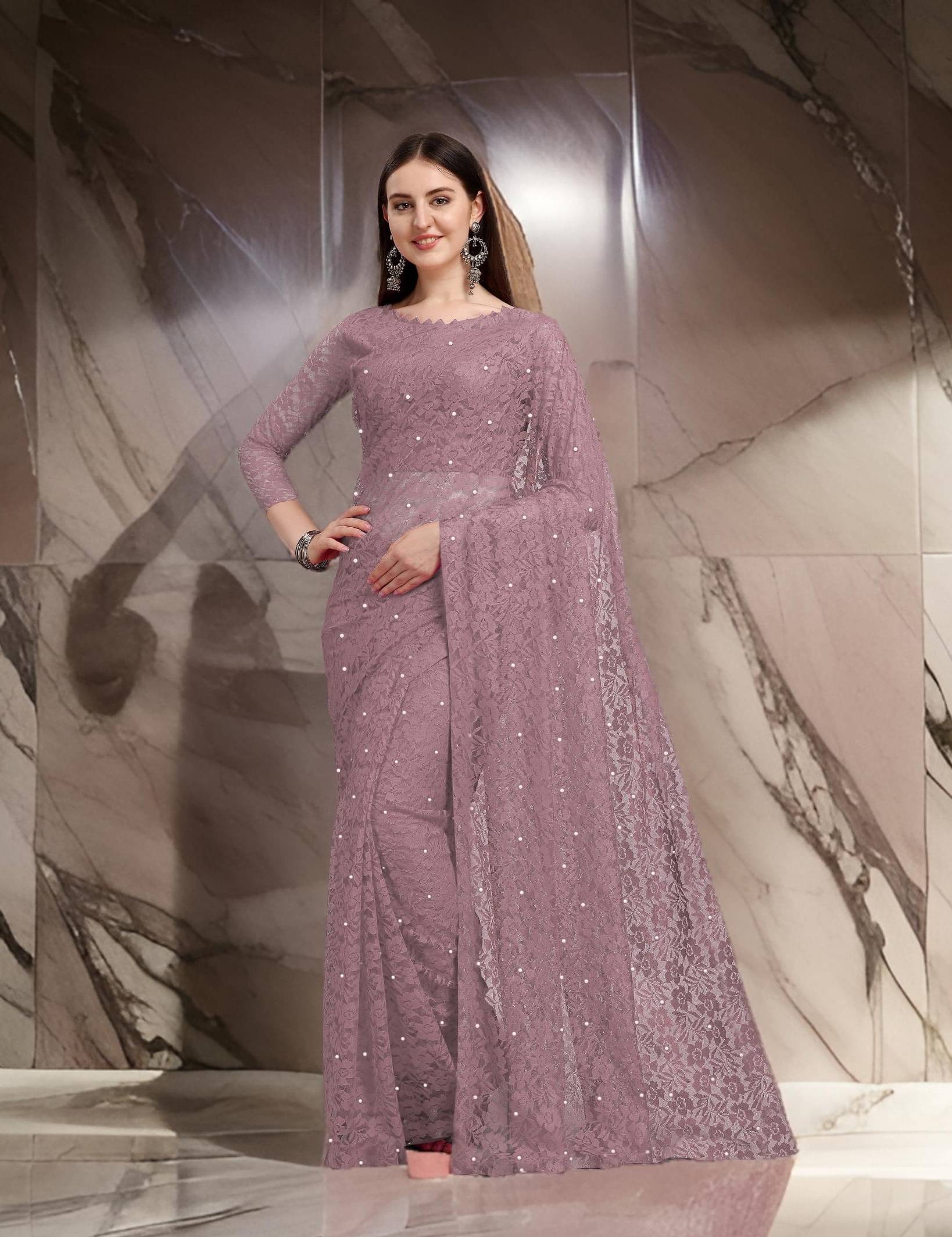 Fashion Field Net Self Design Saree With Unstitched Blouse Piece ( Purple ) Fashion Field Net Self Design Saree With Unstitched Blouse Piece ( Purple )