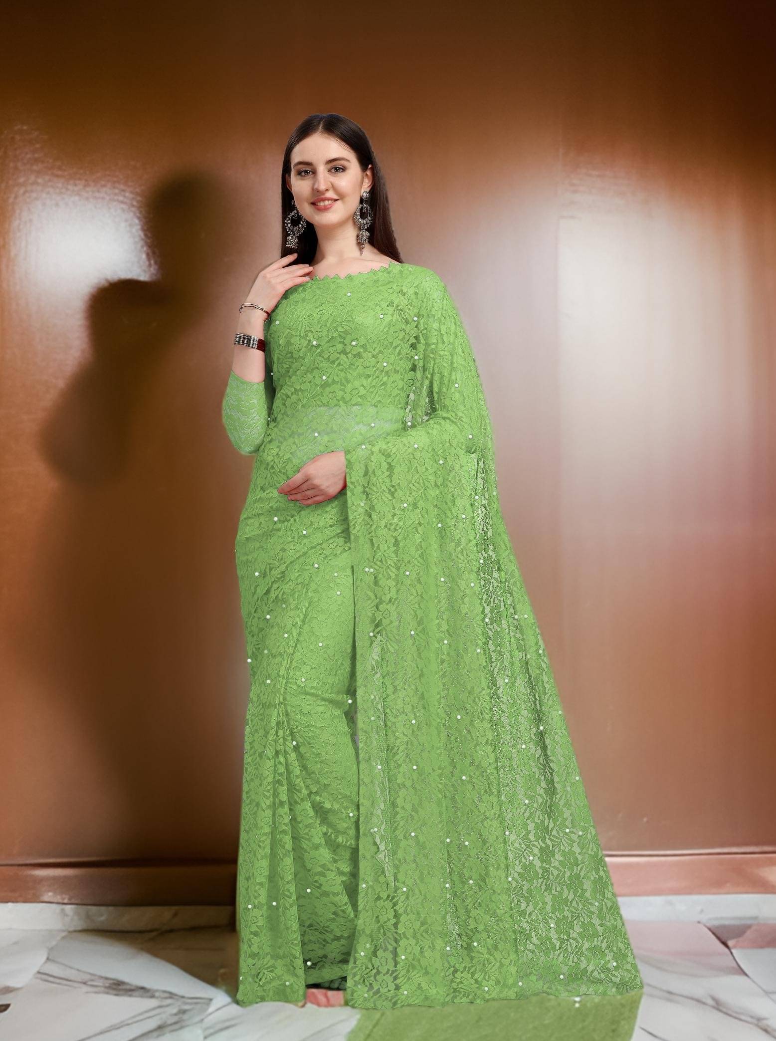 Fashion Field Net Self Design Saree With Unstitched Blouse Piece ( Light Green ) Fashion Field Net Self Design Saree With Unstitched Blouse Piece ( Light Green )