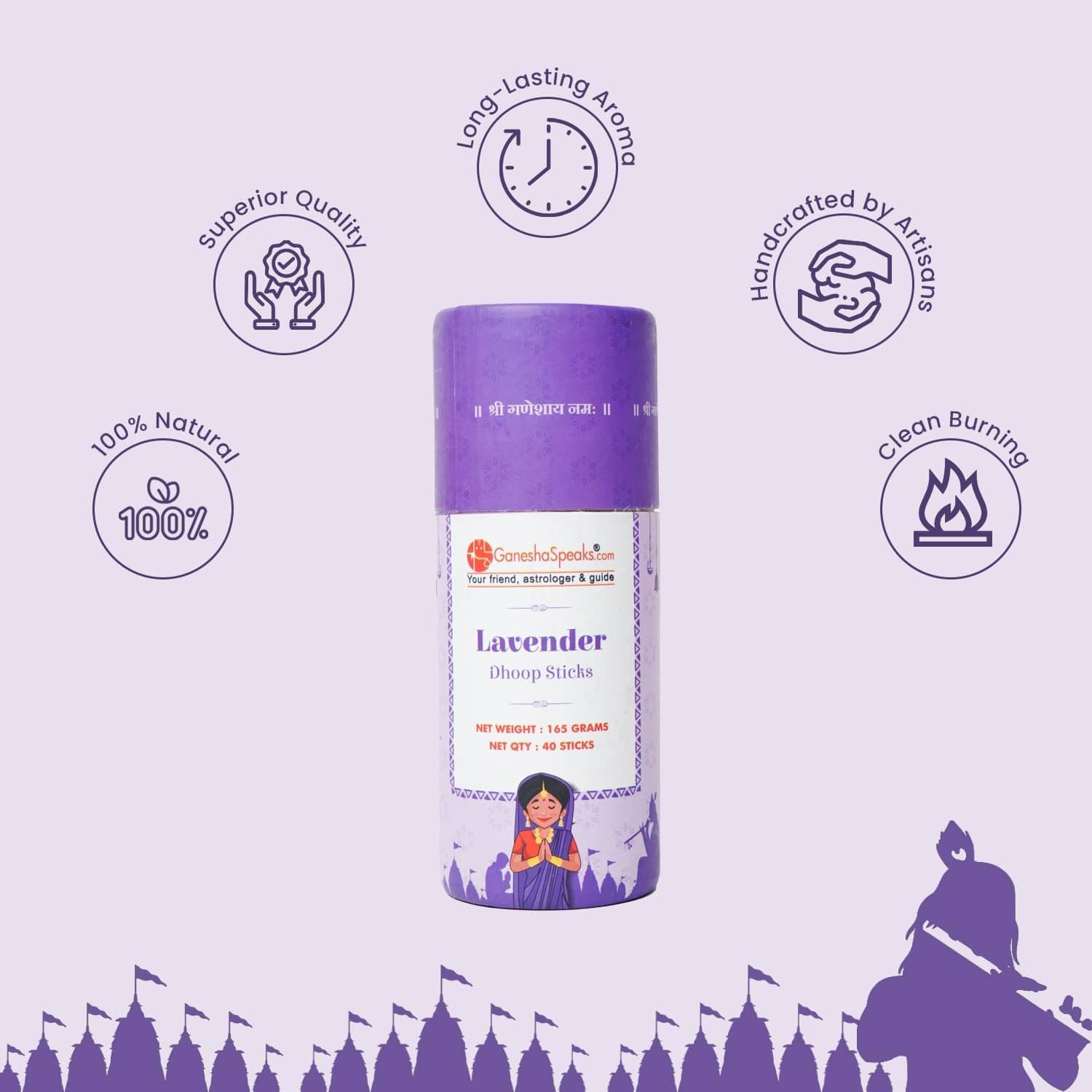 Ganeshaspeaks Incense Dhoop Sticks Lavender 400 gm ( Pack of 1 ) Ganeshaspeaks Incense Dhoop Sticks Lavender 400 gm ( Pack of 1 )
