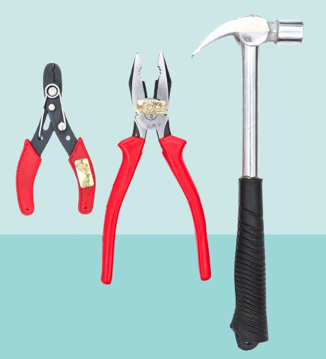     			Globus 208-HAMMER HOME TOOL KIT SET/3..(8"COMBINATION PLIER & 1/2 LBS HAMMER & WIRE CUTTER 5")