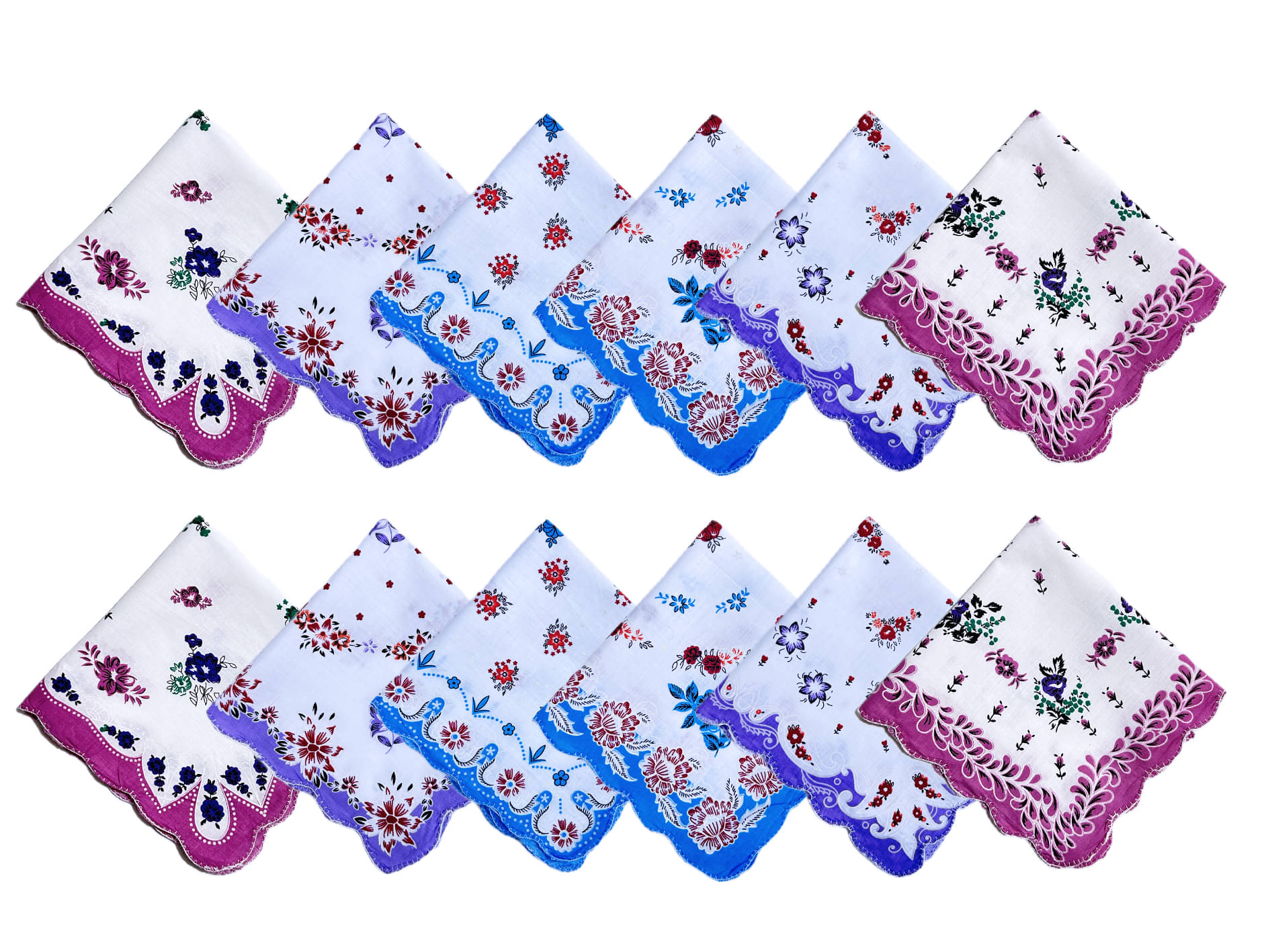     			Gopika Leaf Print Multicolor Organic Cotton Jambo Size Handkerchief for Females Available in pack of 6 and 12