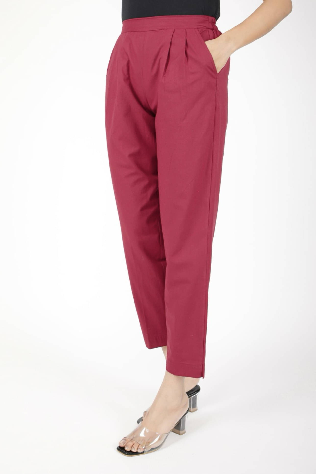     			Goraiya Pack of 1 Cotton Regular Women's Casual Pants ( Maroon )