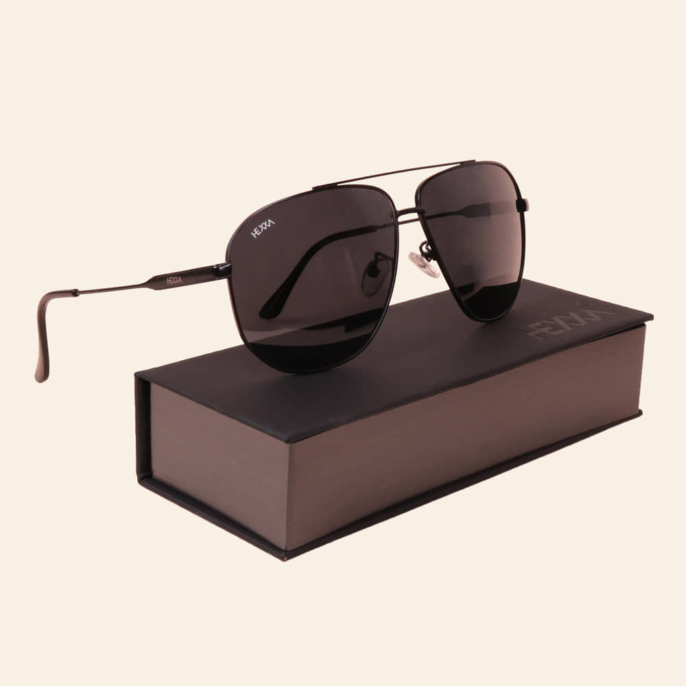 Hexxa Black Pilot Sunglasses ( Pack of 1 ) - Sunglasses | Buy online on ZillyBuy