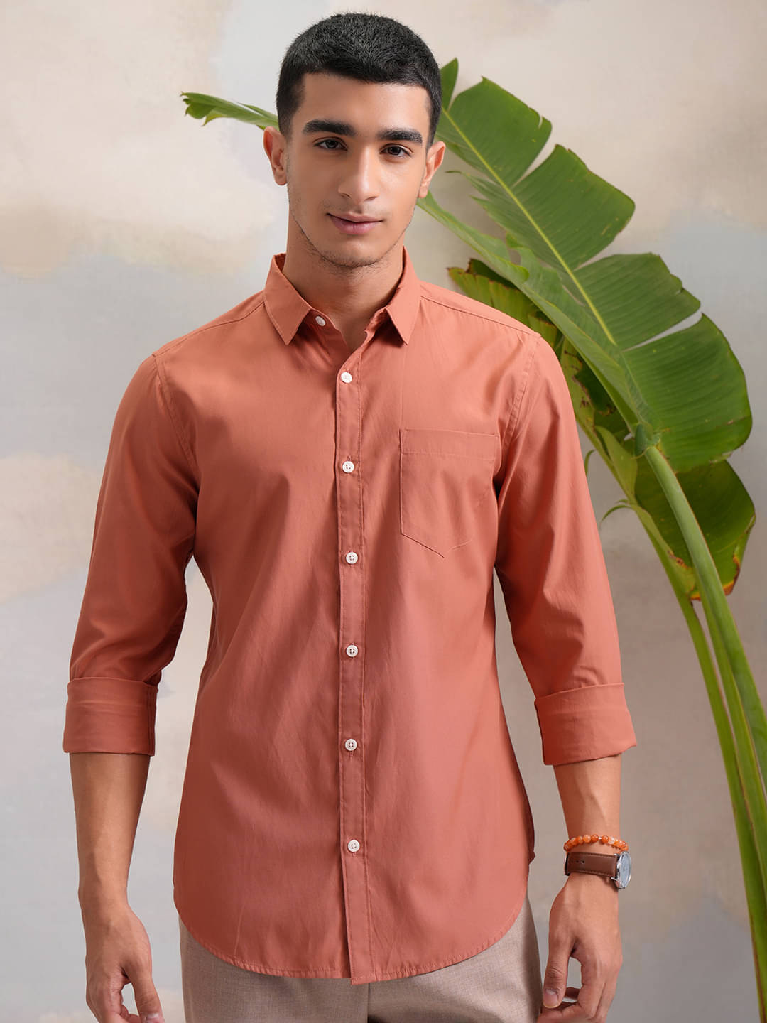 Highlander Polyester Slim Fit Solids Full Sleeves Men's Casual Shirt - Orange ( Pack of 1 ) Highlander Polyester Slim Fit Solids Full Sleeves Men's Casual Shirt - Orange ( Pack of 1 )