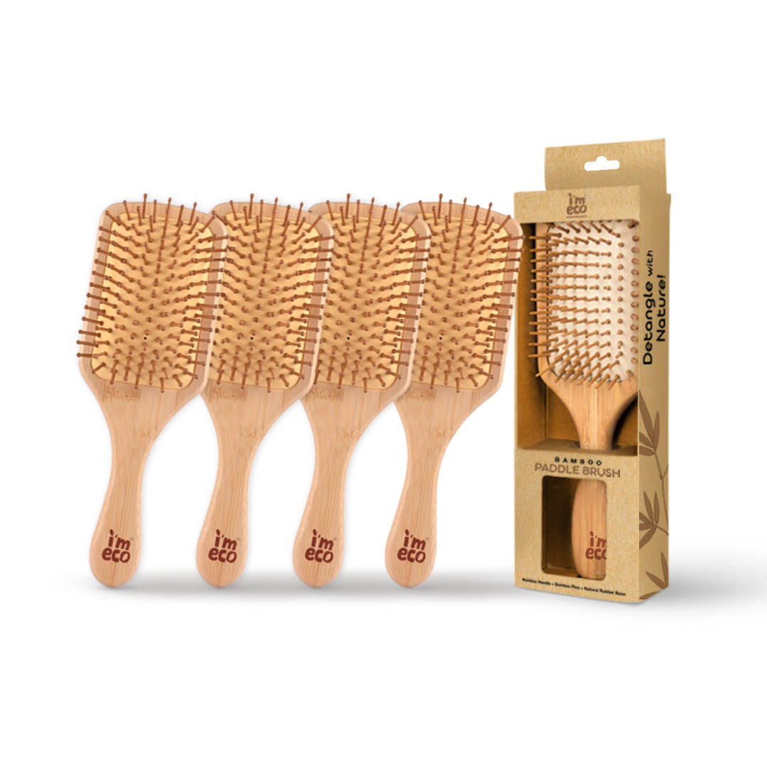     			IMECO Wooden Paddle Brush For All Hair Types ( Pack of 4 )
