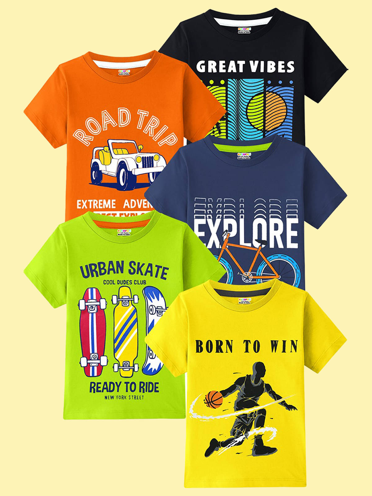     			Kuchipoo Pack of 5 Boys Cotton Blend T-Shirt ( Multicolor 15 )