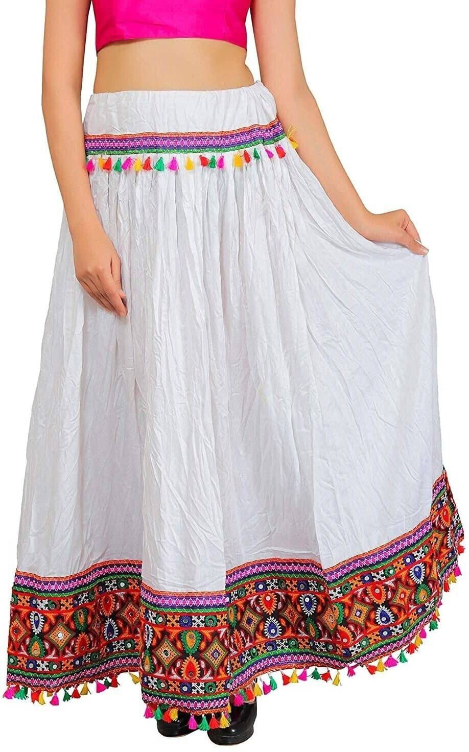     			Kumbhaj White Viscose Women's A-Line Skirt ( Pack of 1 )