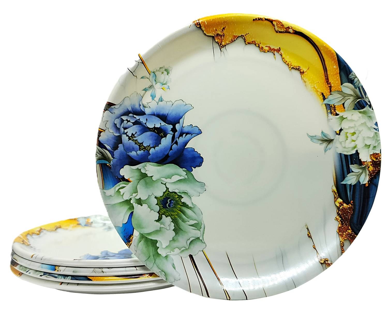     			Laserbot 6 Pcs Melamine Light Blue Half Plate
