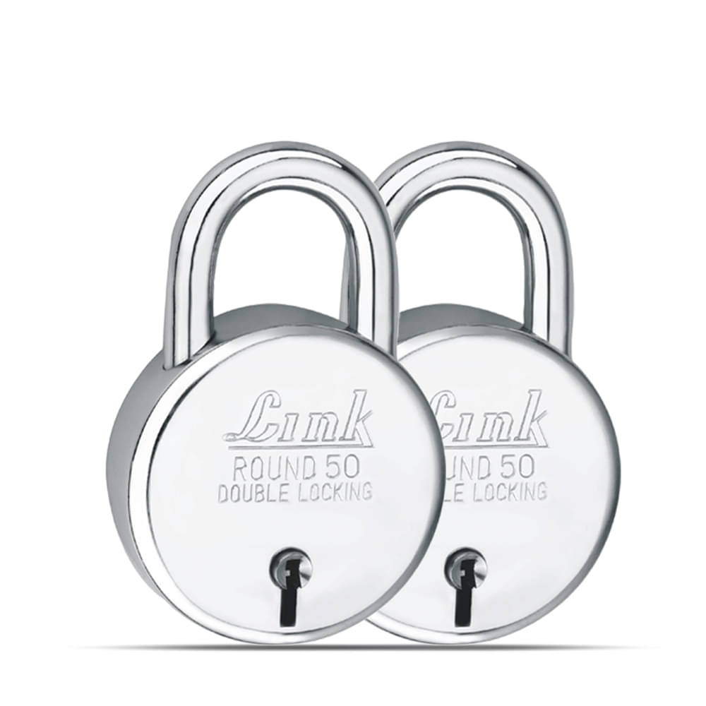 Link Round 50 MM Silver steel lock with 3 keys | Lock and Keys | Door Lock | Padlock ( Pack of 2 ) Link Round 50 MM Silver steel lock with 3 keys | Lock and Keys | Door Lock | Padlock ( Pack of 2 )